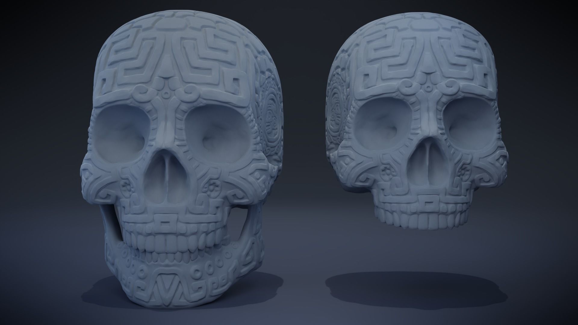 Aztec Skull version 1 3D print model_2