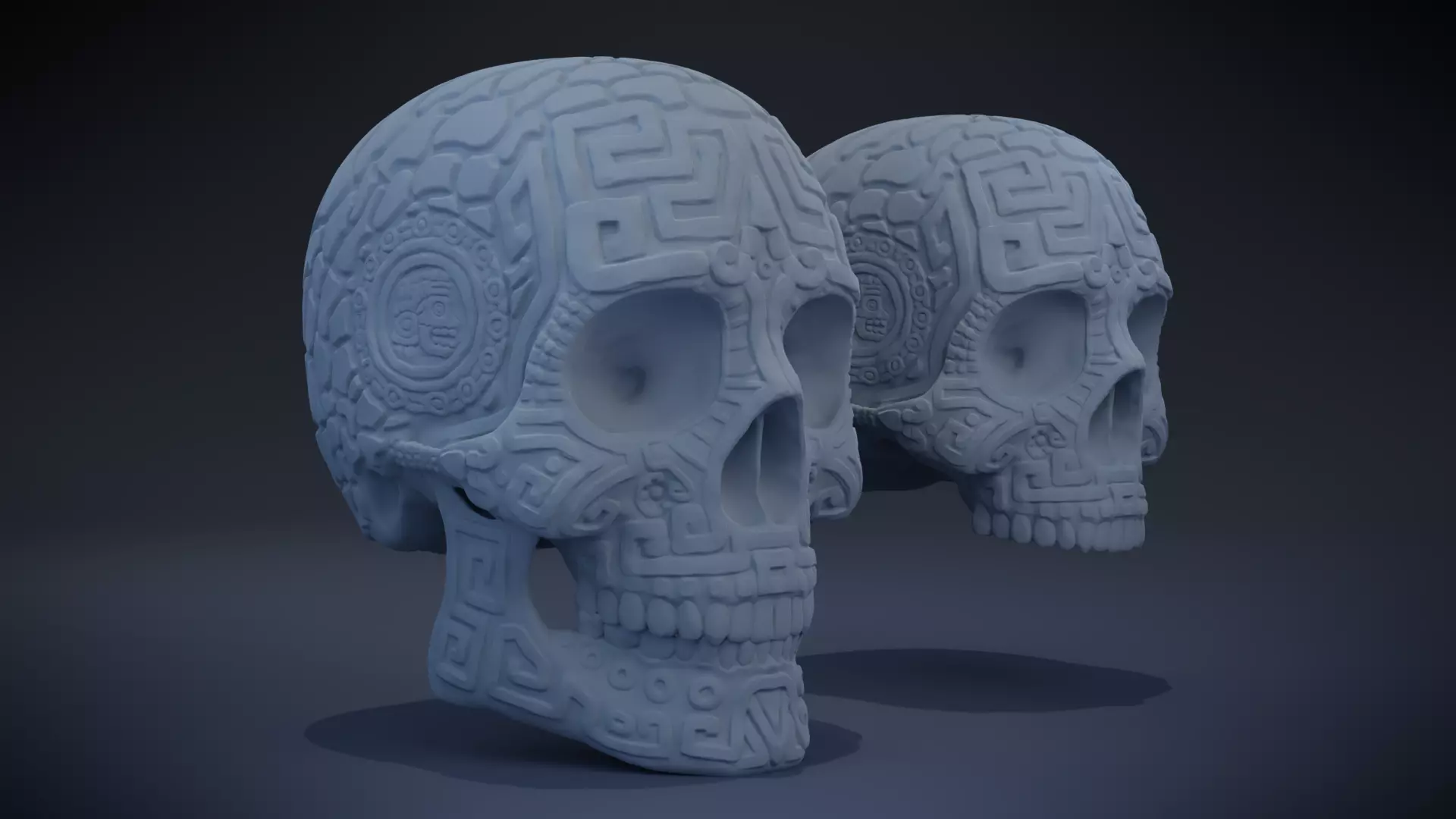 Aztec Skull version 1 3D print model_0