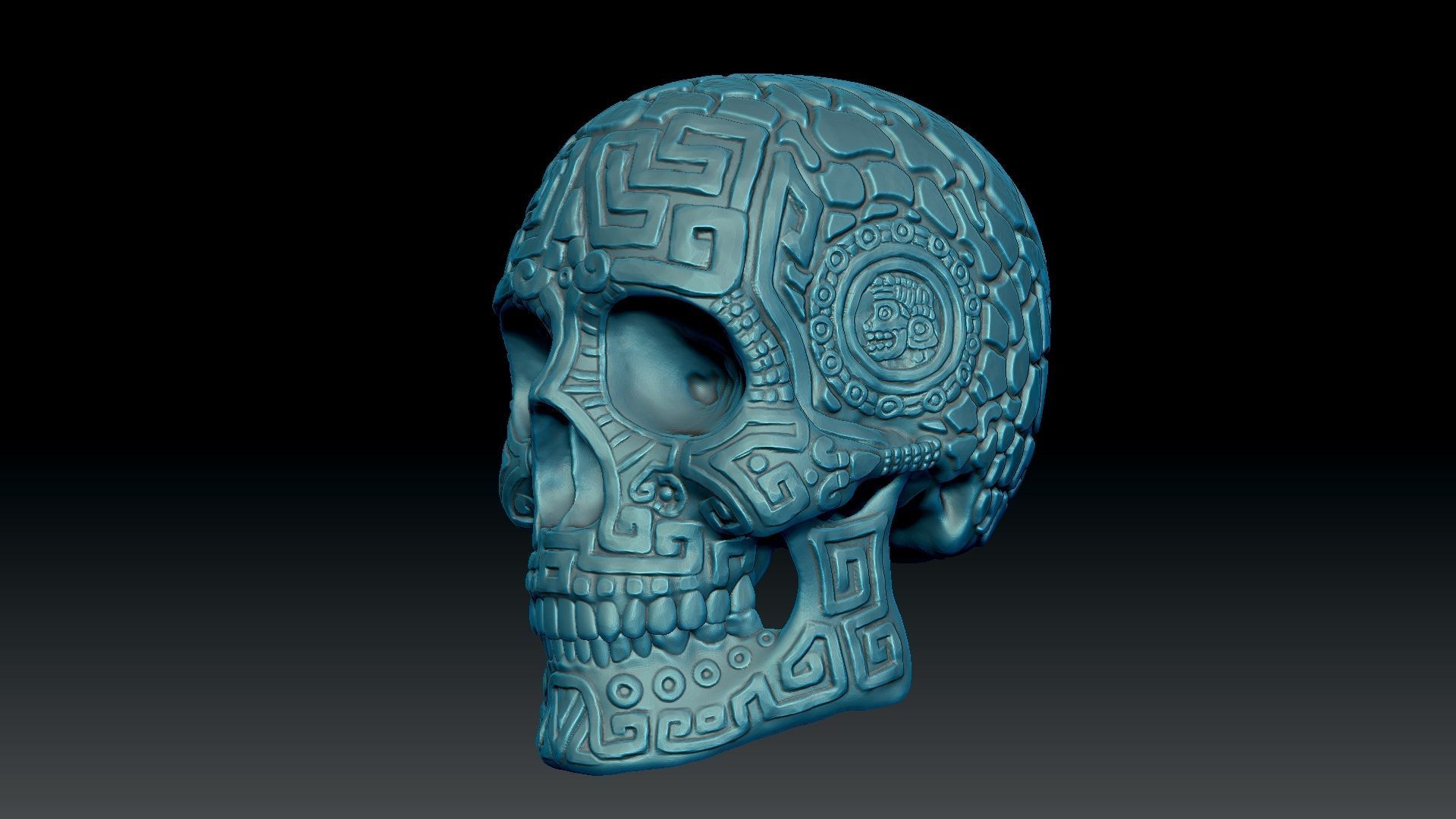 Aztec Skull version 1 3D print model_9