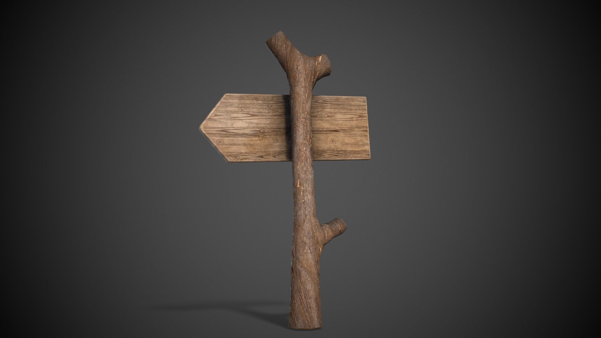 Wooden Sign  Low-poly 3D model_6