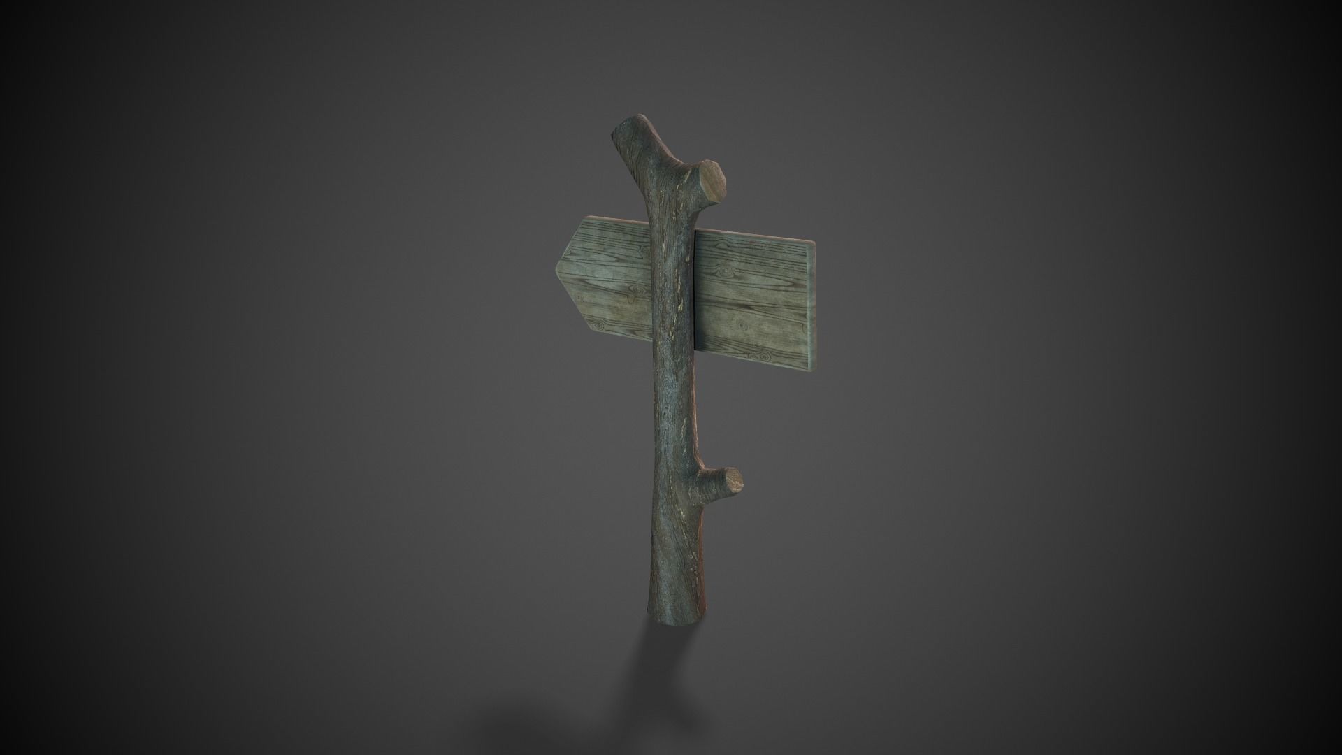 Wooden Sign  Low-poly 3D model_3