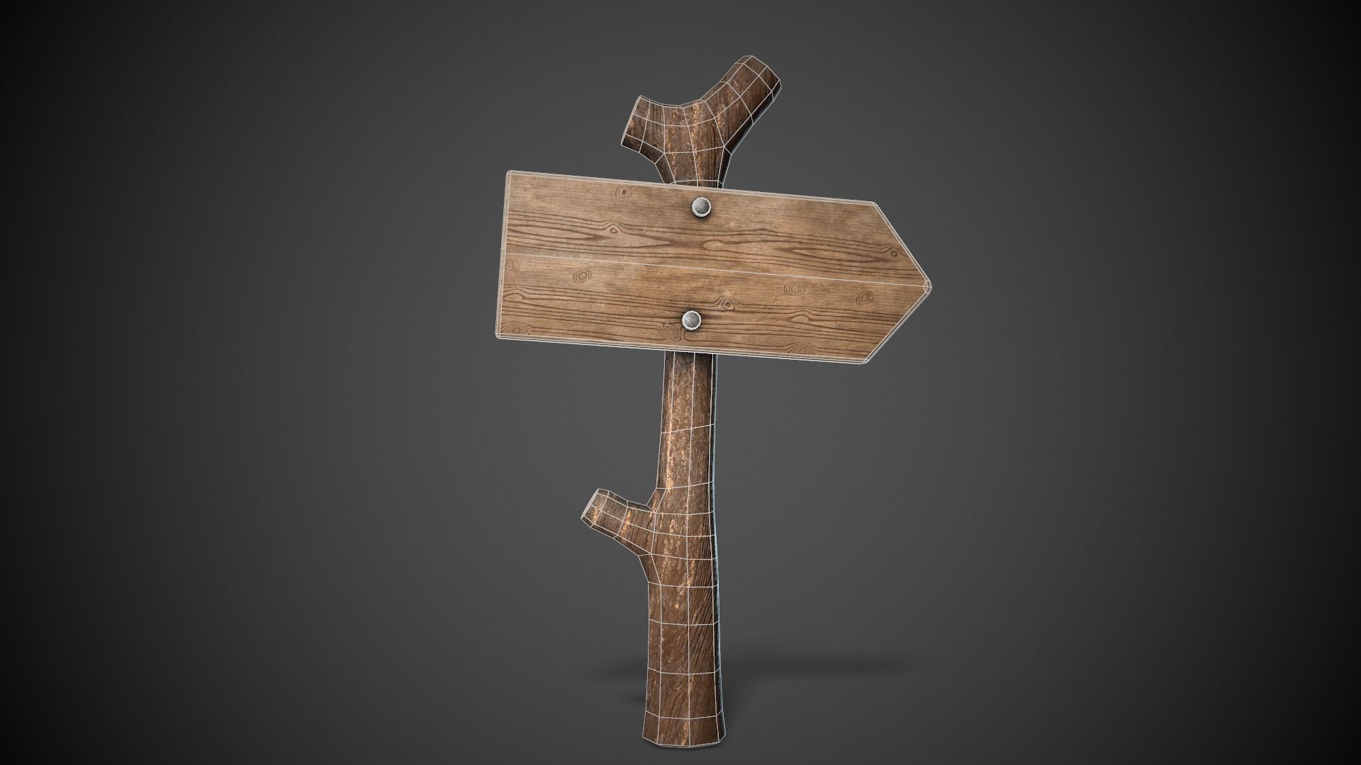 Wooden Sign  Low-poly 3D model_9