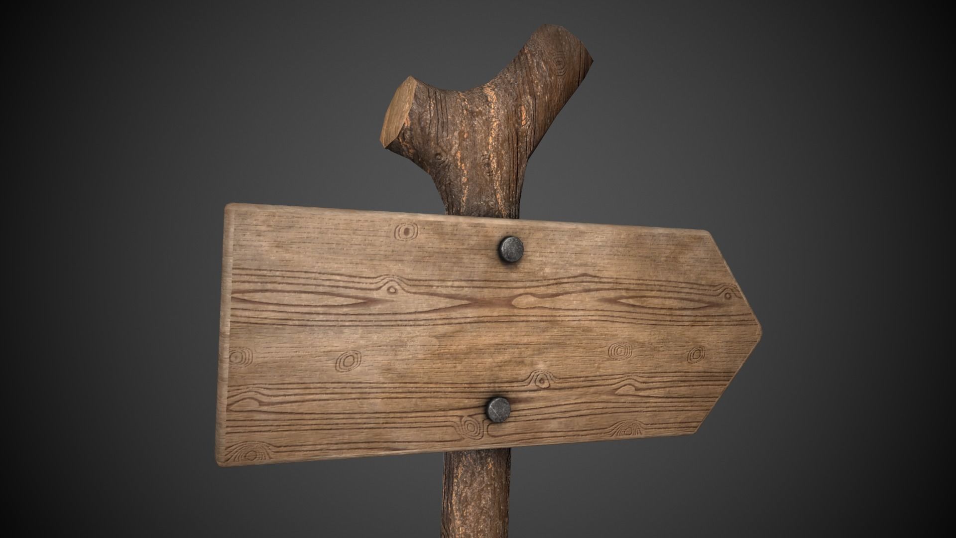 Wooden Sign  Low-poly 3D model_7