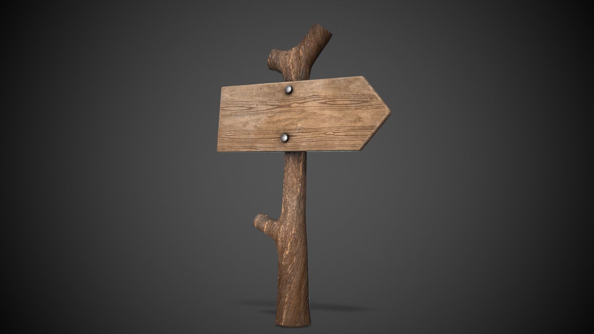 Wooden Sign  Low-poly 3D model_2