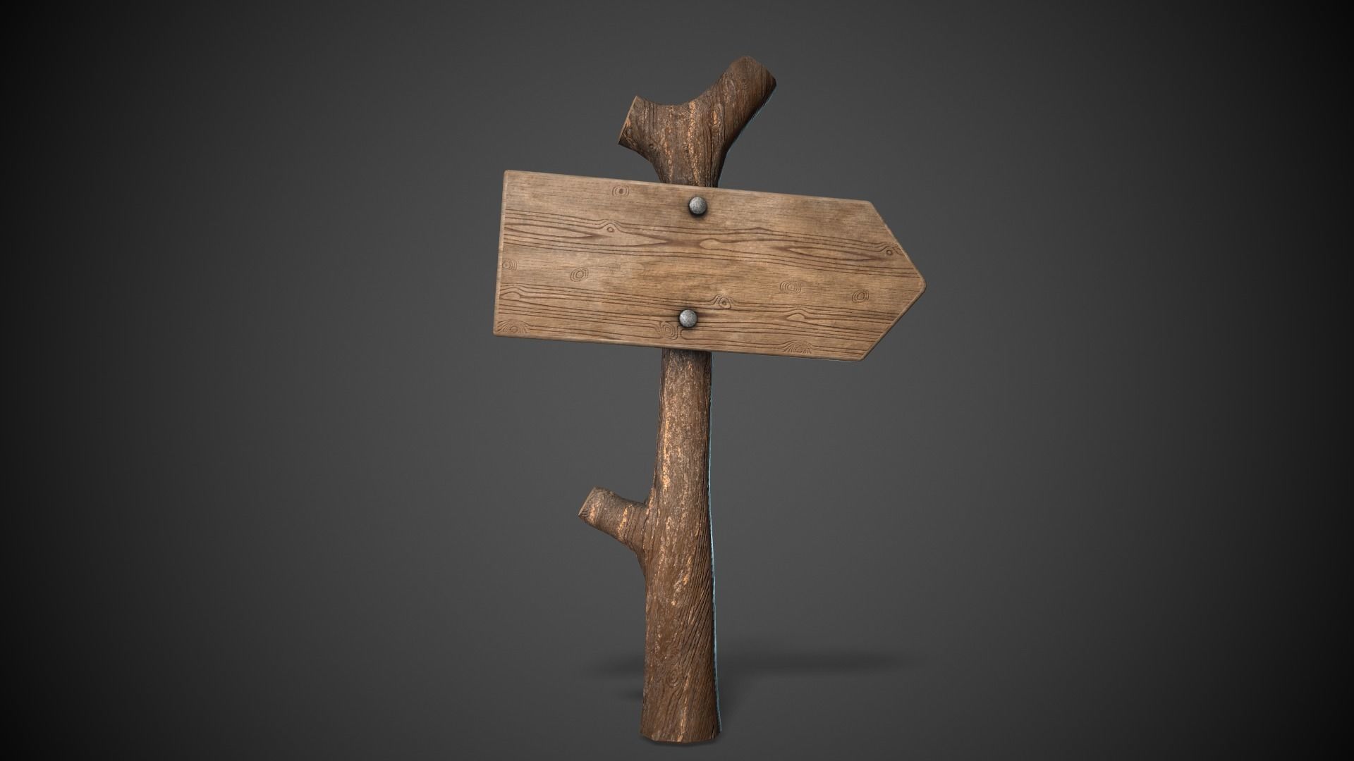 Wooden Sign  Low-poly 3D model_8