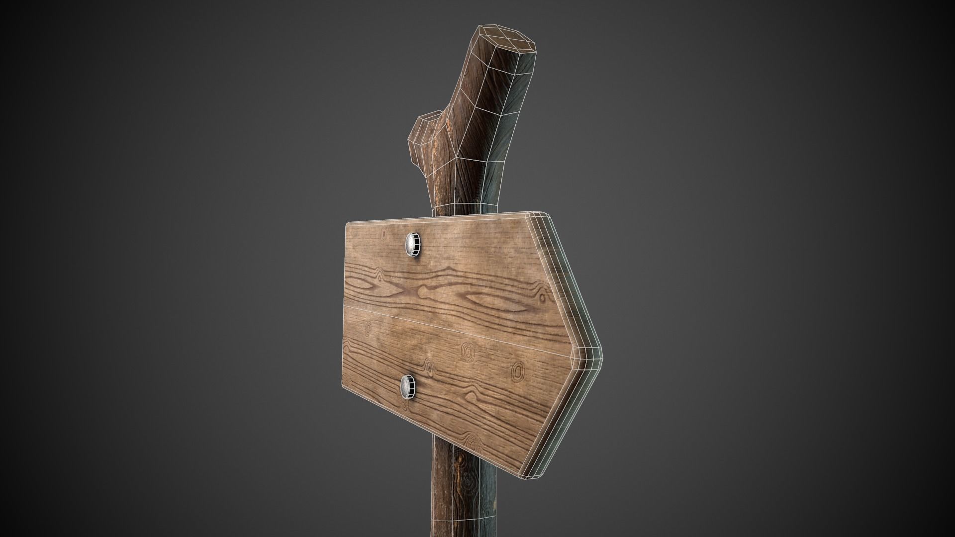 Wooden Sign  Low-poly 3D model_10