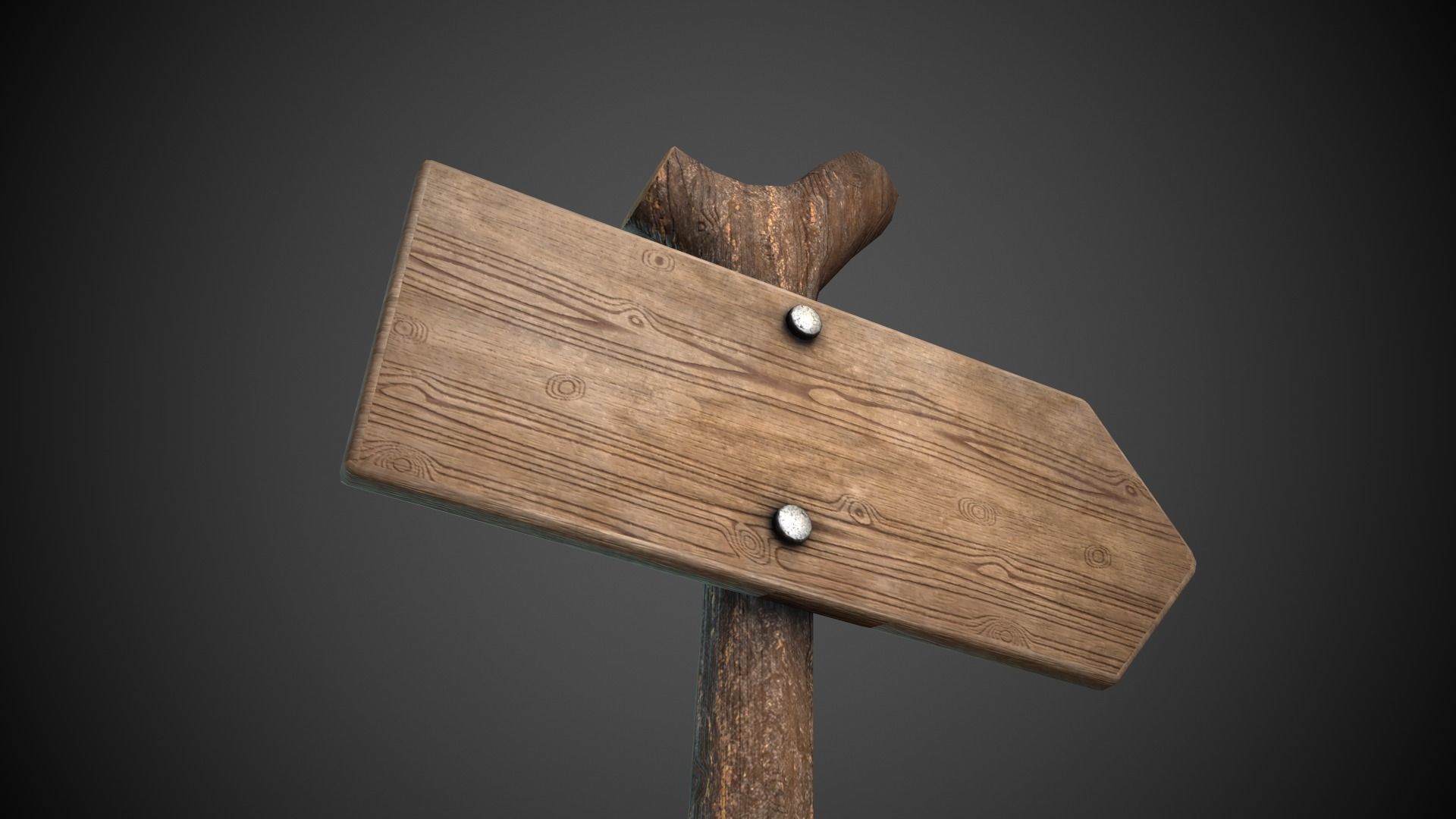 Wooden Sign  Low-poly 3D model_4