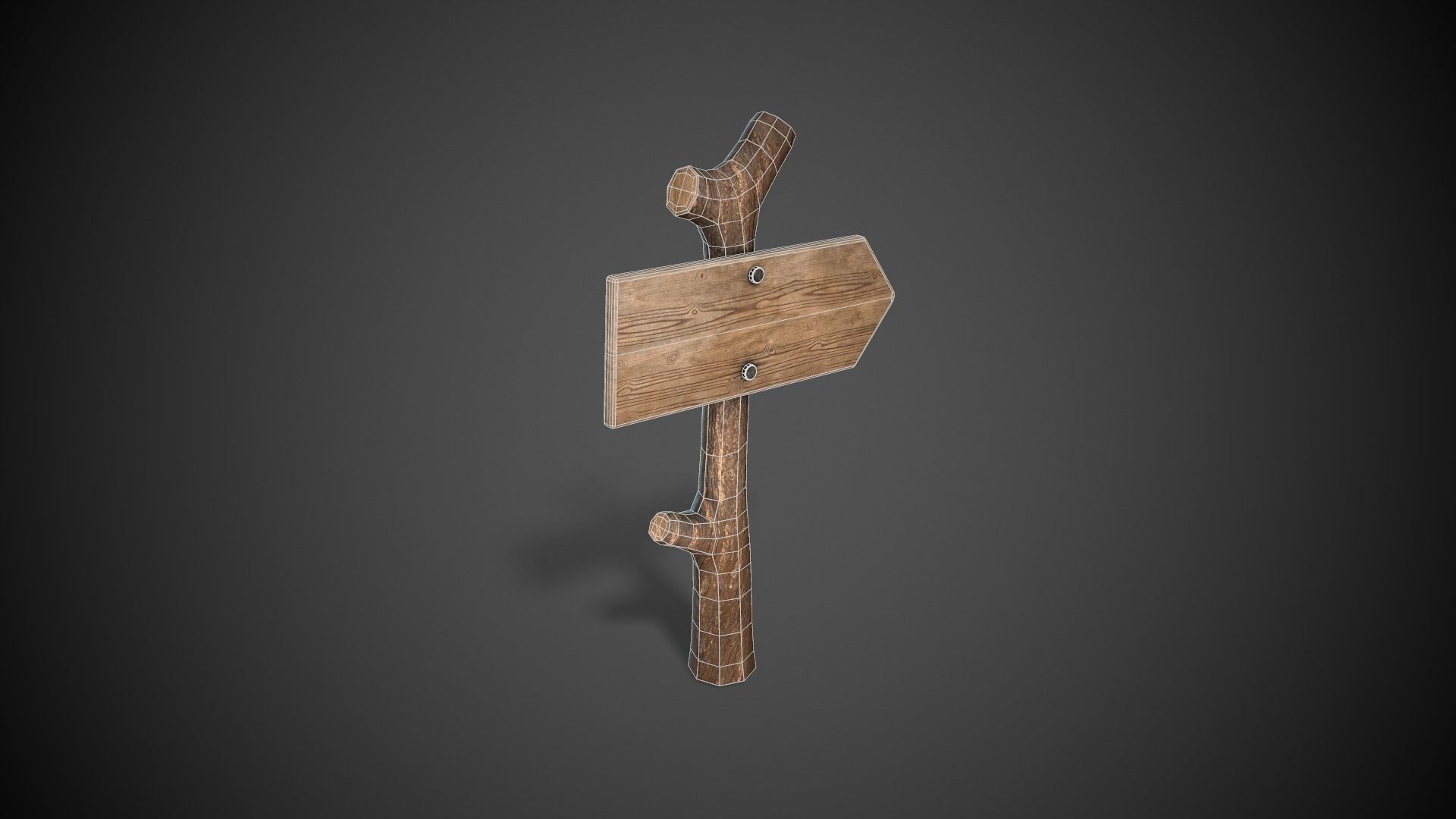 Wooden Sign  Low-poly 3D model_11