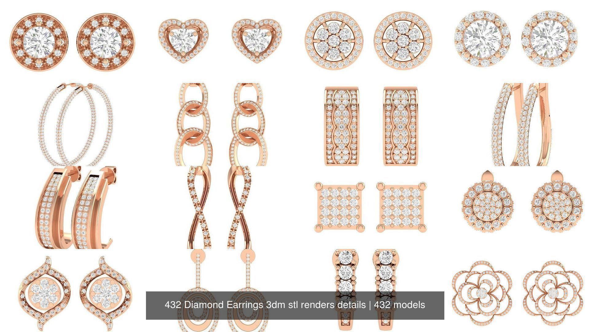 432 Diamond Earrings jcd 3dm stl renders details 3D Model Collection_159