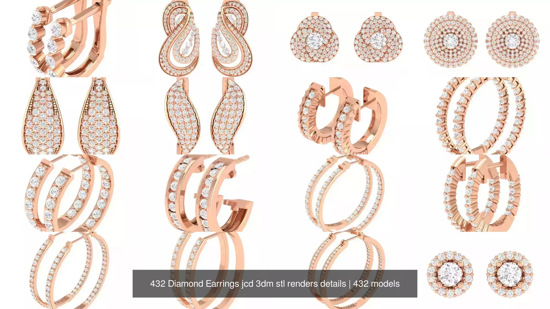 432 Diamond Earrings jcd 3dm stl renders details 3D Model Collection_11