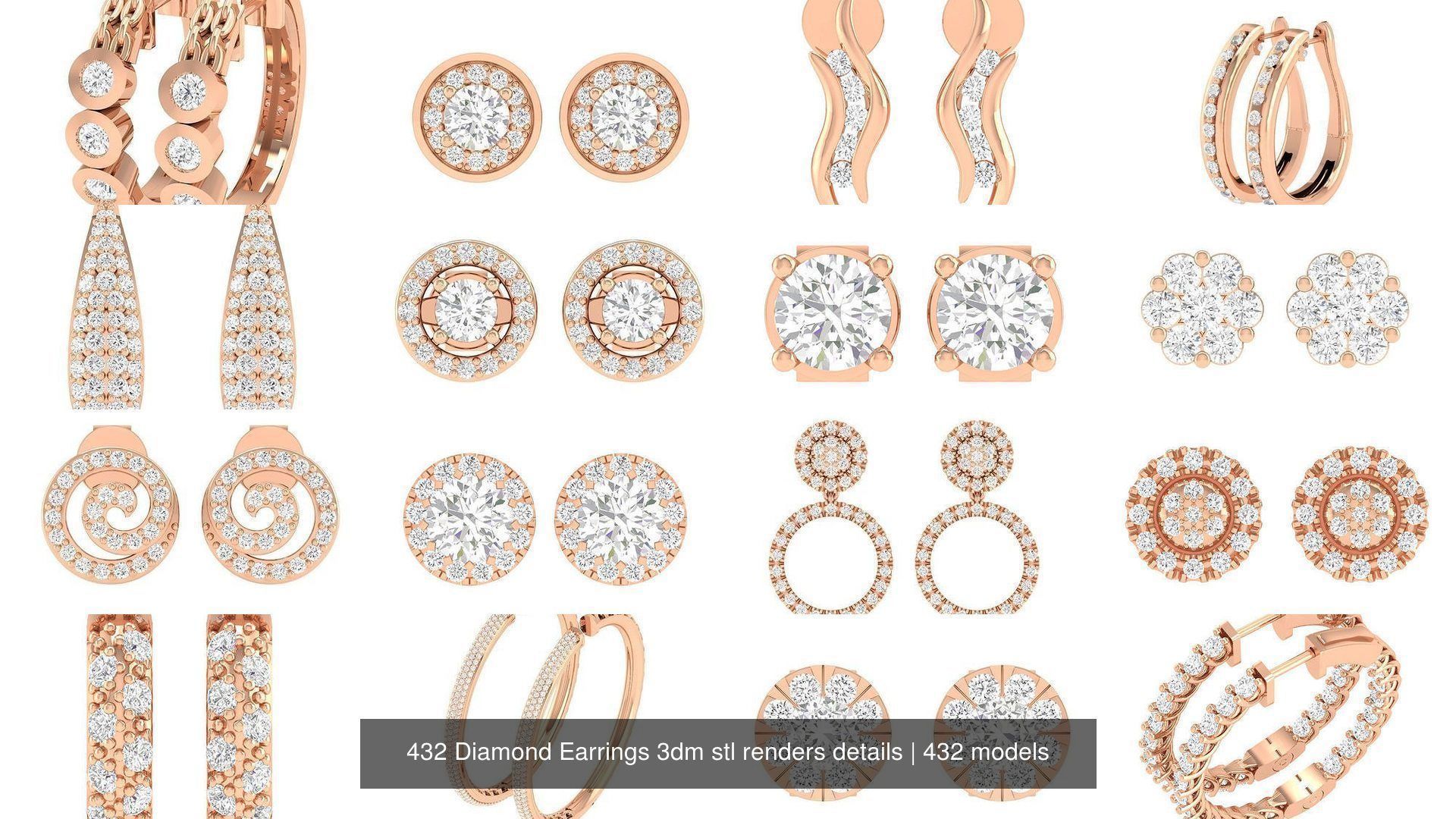 432 Diamond Earrings jcd 3dm stl renders details 3D Model Collection_124