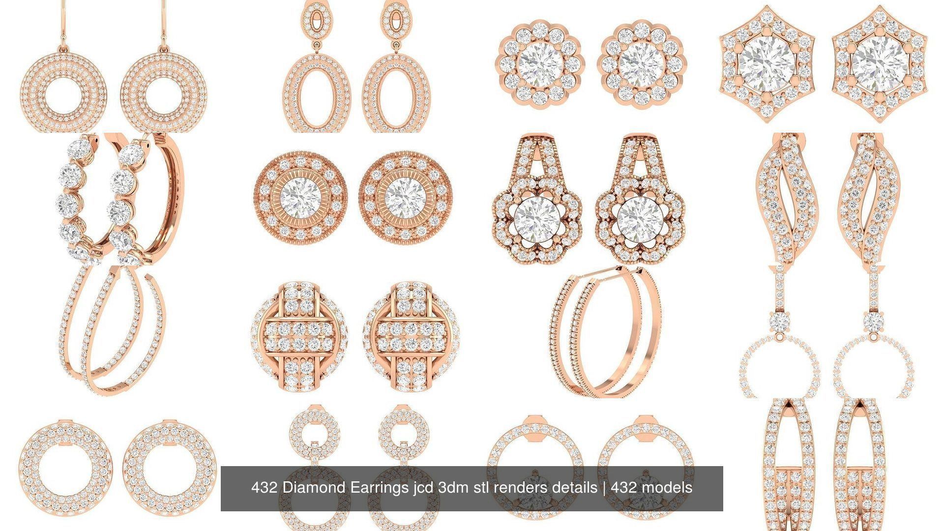 432 Diamond Earrings jcd 3dm stl renders details 3D Model Collection_84