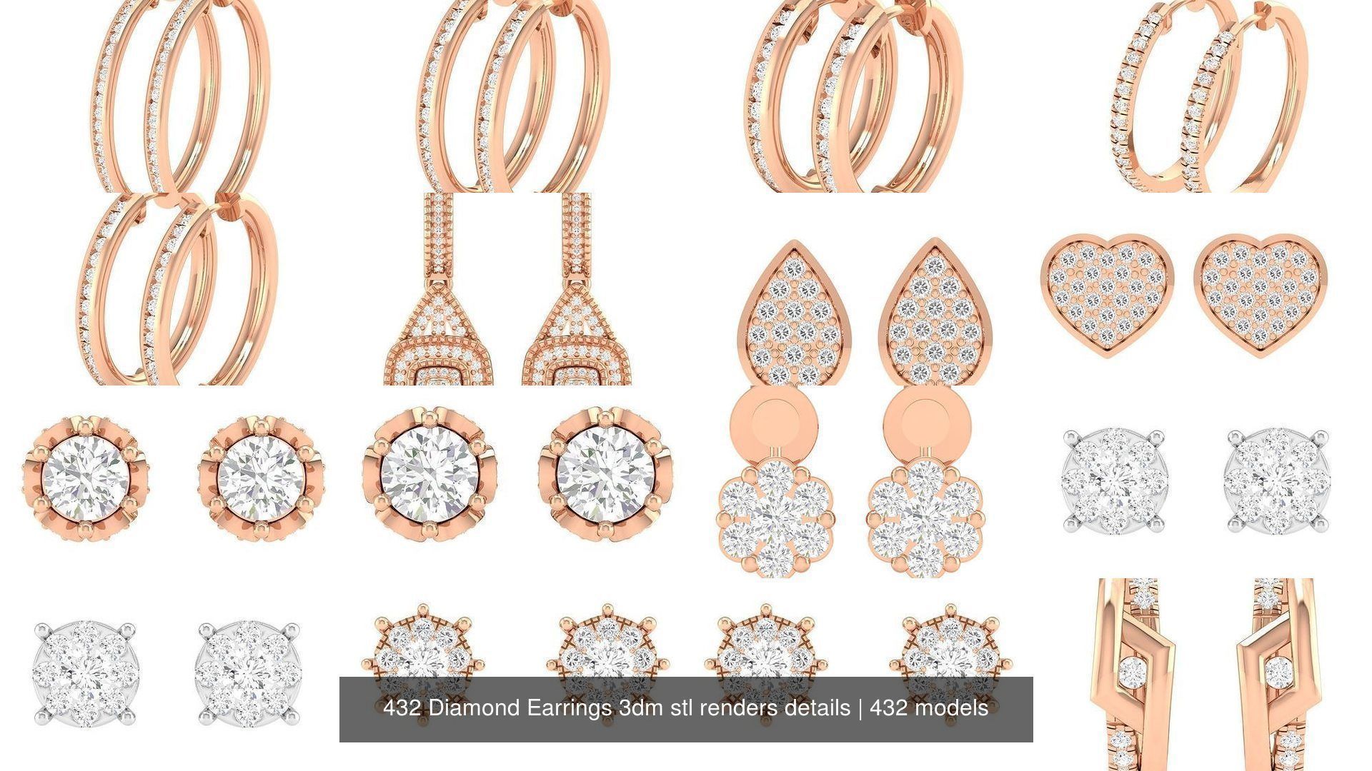 432 Diamond Earrings jcd 3dm stl renders details 3D Model Collection_19