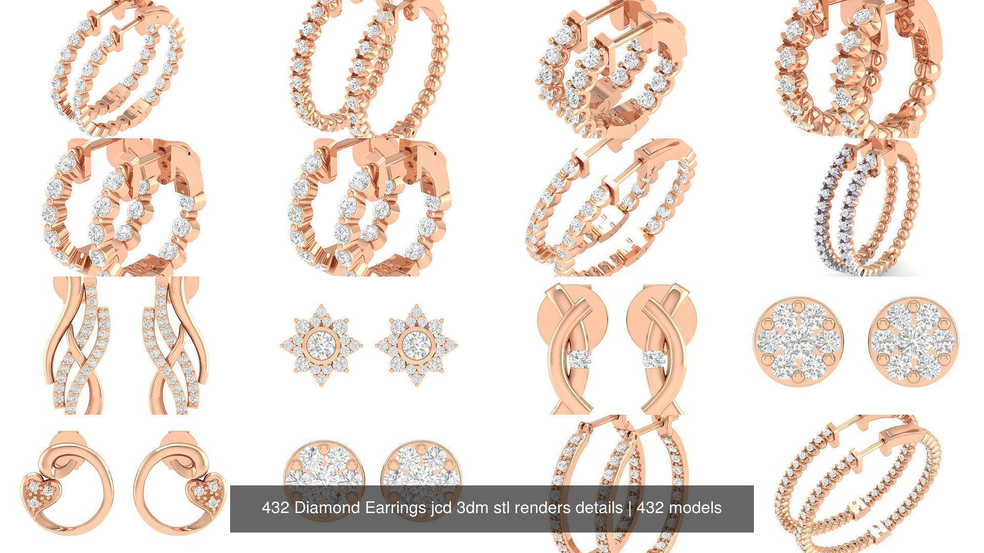 432 Diamond Earrings jcd 3dm stl renders details 3D Model Collection_78