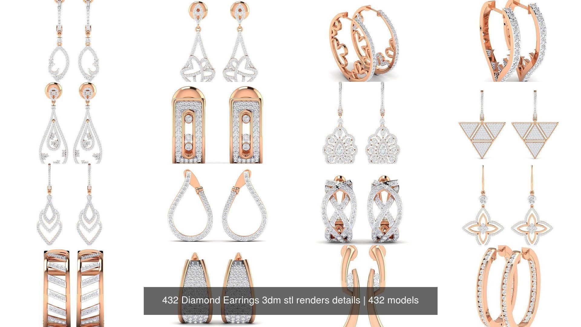 432 Diamond Earrings jcd 3dm stl renders details 3D Model Collection_156