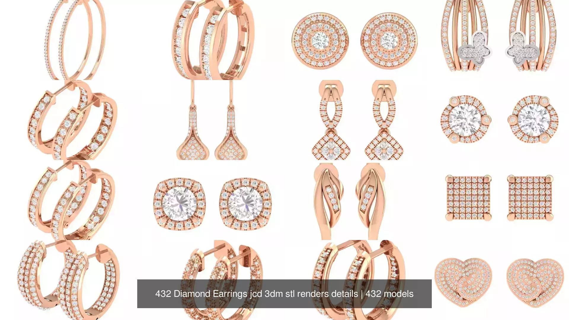 432 Diamond Earrings jcd 3dm stl renders details 3D Model Collection_18