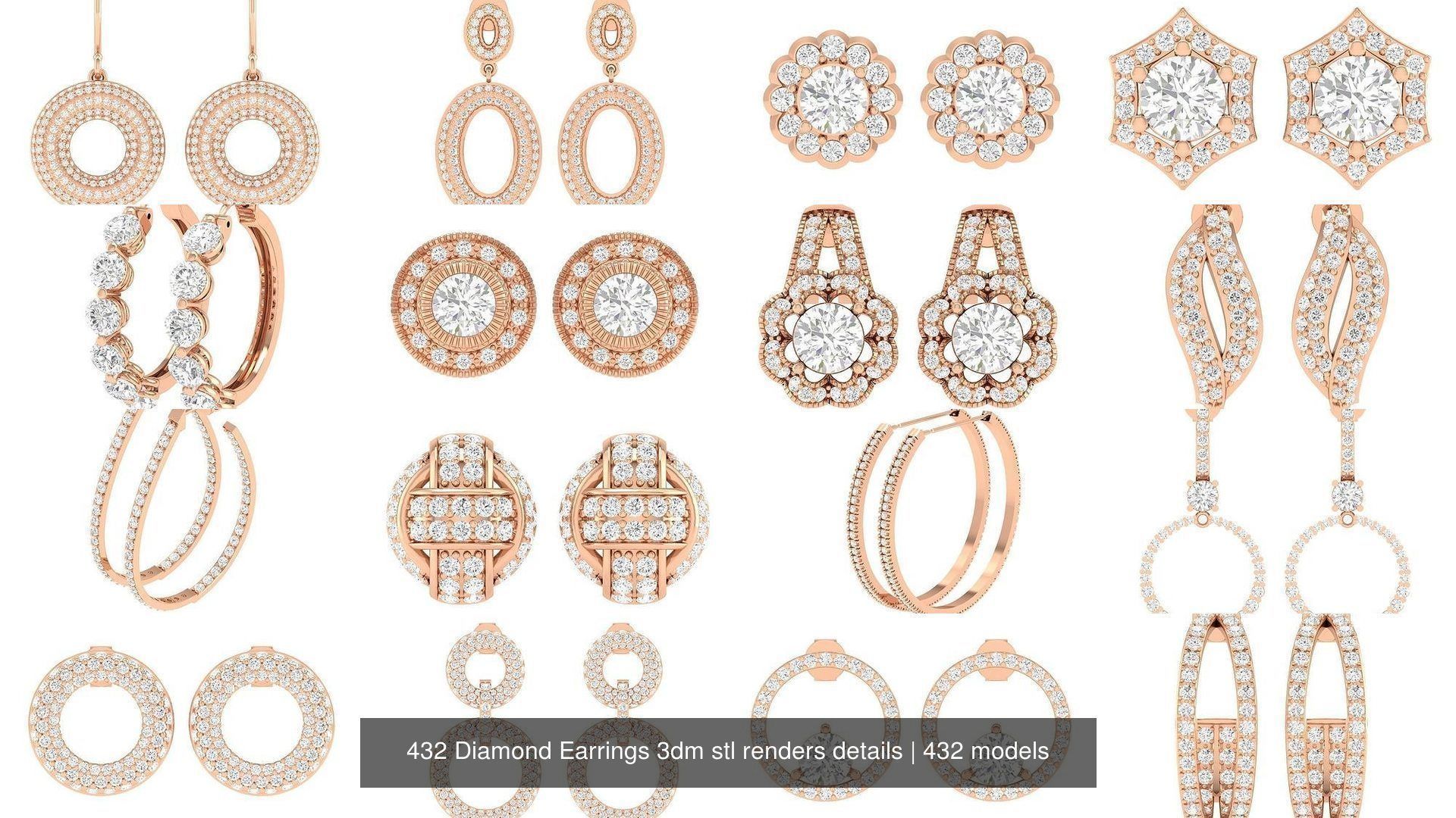 432 Diamond Earrings jcd 3dm stl renders details 3D Model Collection_132