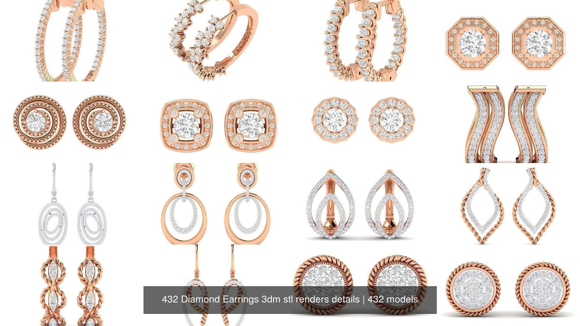 432 Diamond Earrings jcd 3dm stl renders details 3D Model Collection_150