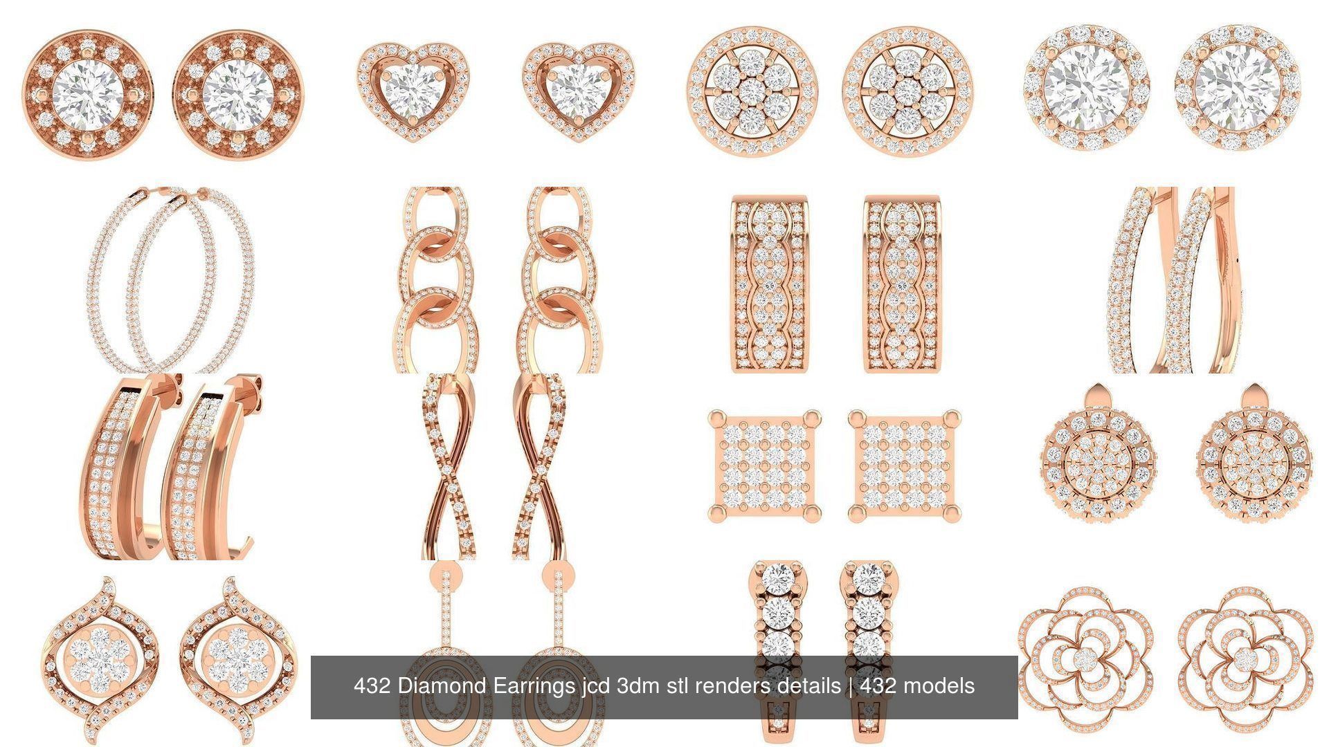 432 Diamond Earrings jcd 3dm stl renders details 3D Model Collection_109