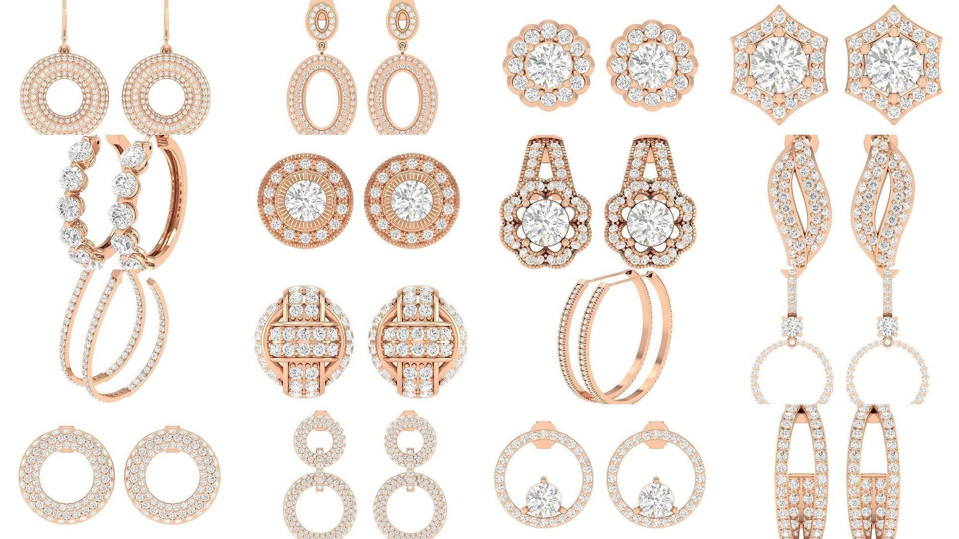 432 Diamond Earrings jcd 3dm stl renders details 3D Model Collection_130