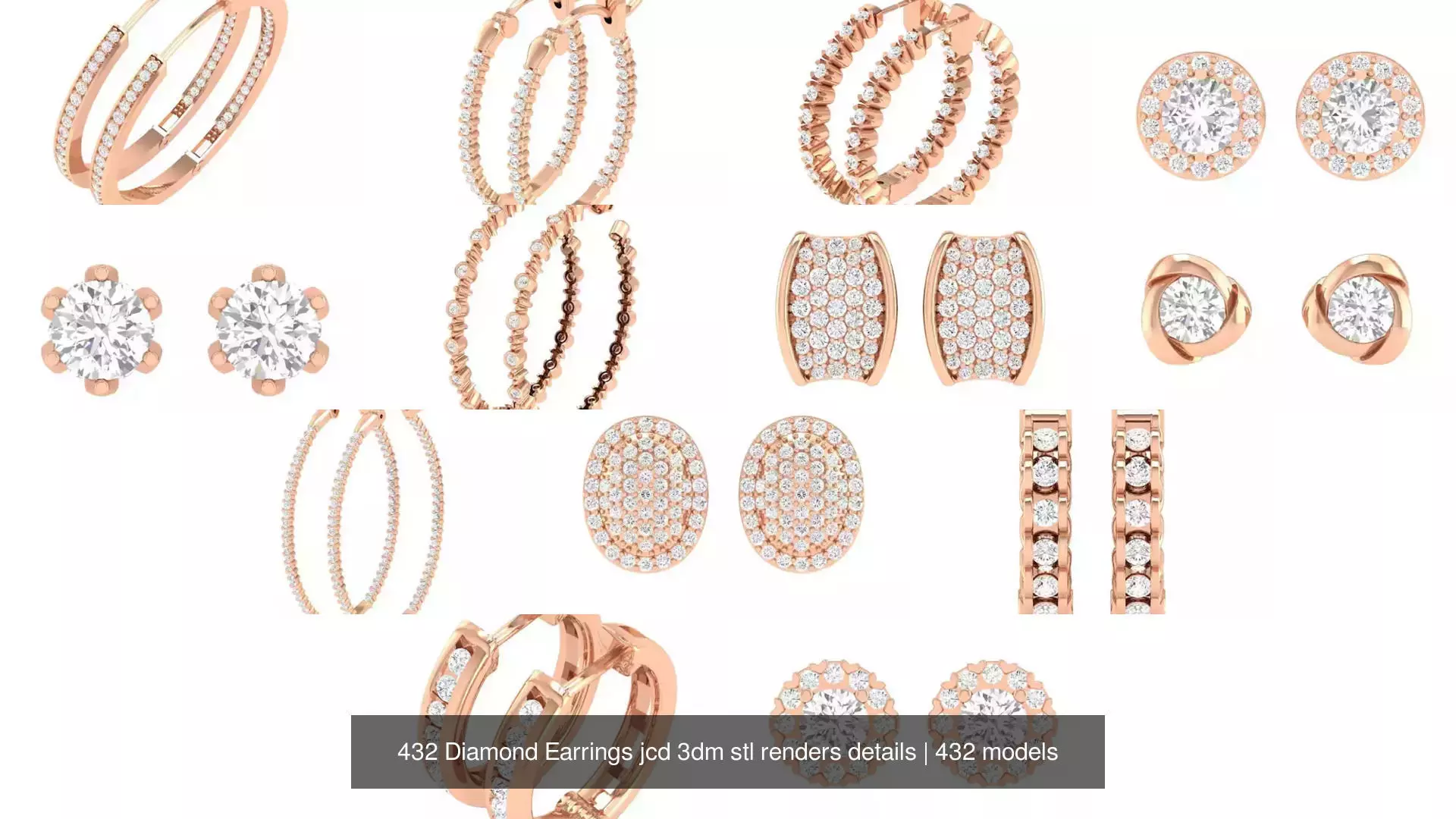 432 Diamond Earrings jcd 3dm stl renders details 3D Model Collection_32