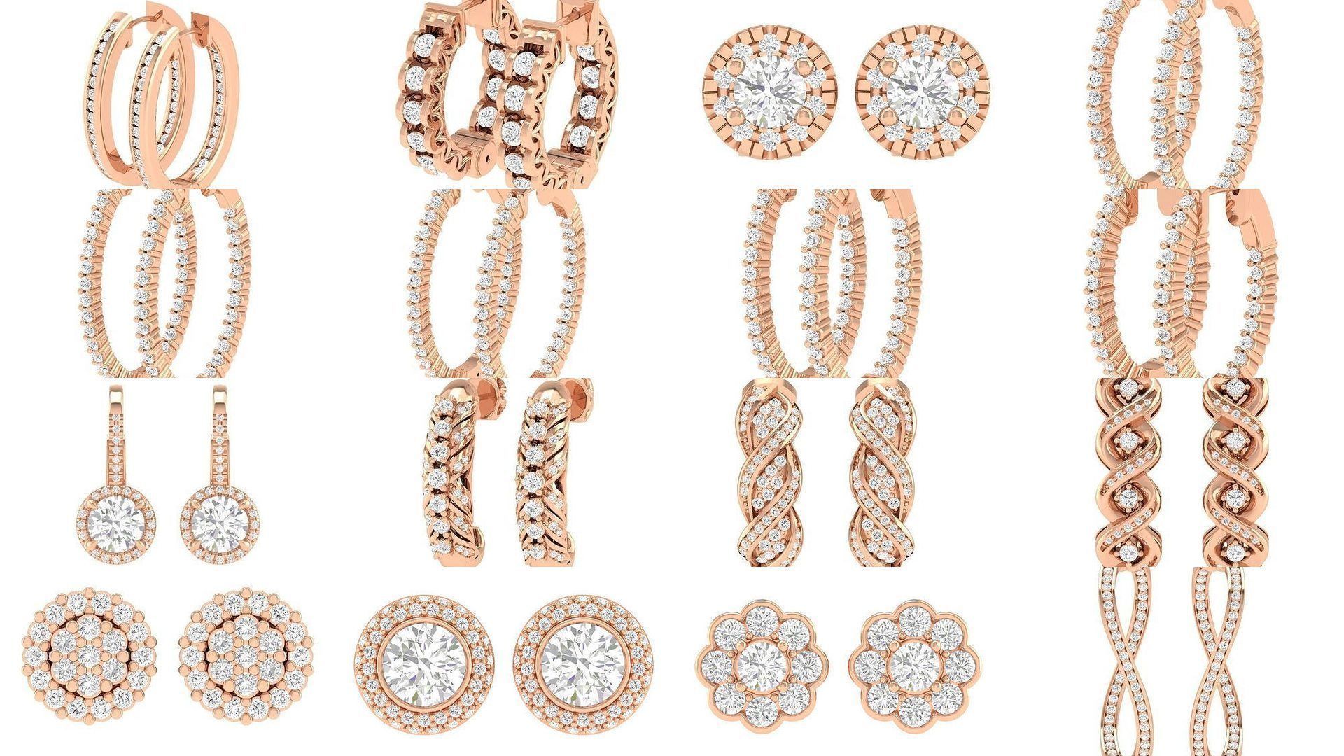 432 Diamond Earrings jcd 3dm stl renders details 3D Model Collection_136