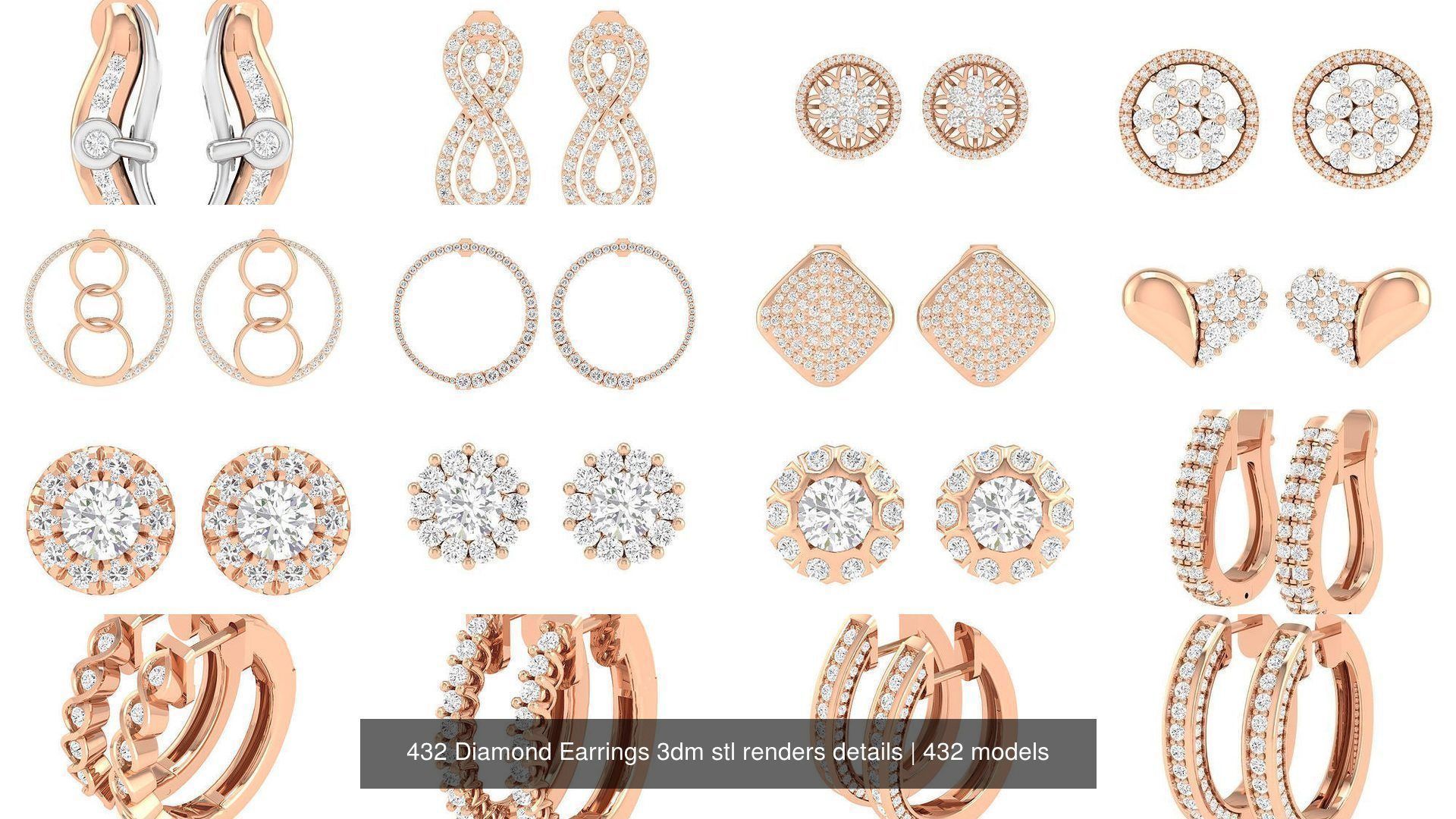 432 Diamond Earrings jcd 3dm stl renders details 3D Model Collection_144