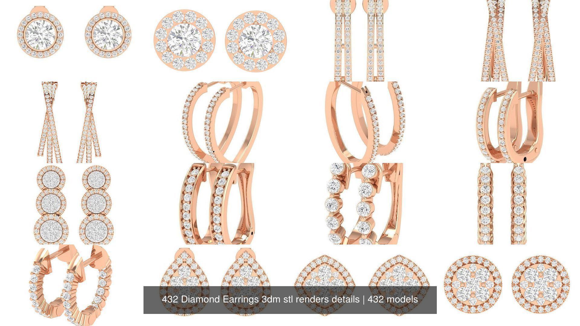 432 Diamond Earrings jcd 3dm stl renders details 3D Model Collection_52