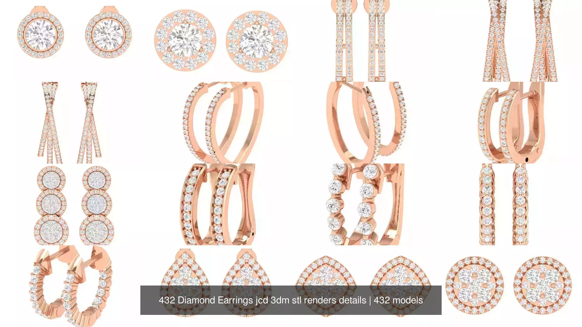 432 Diamond Earrings jcd 3dm stl renders details 3D Model Collection_5