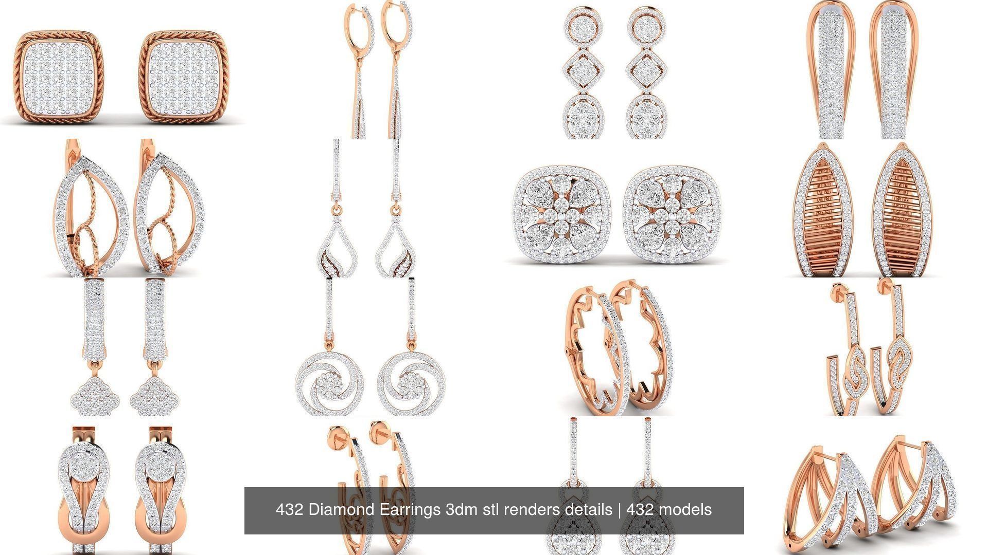 432 Diamond Earrings jcd 3dm stl renders details 3D Model Collection_153