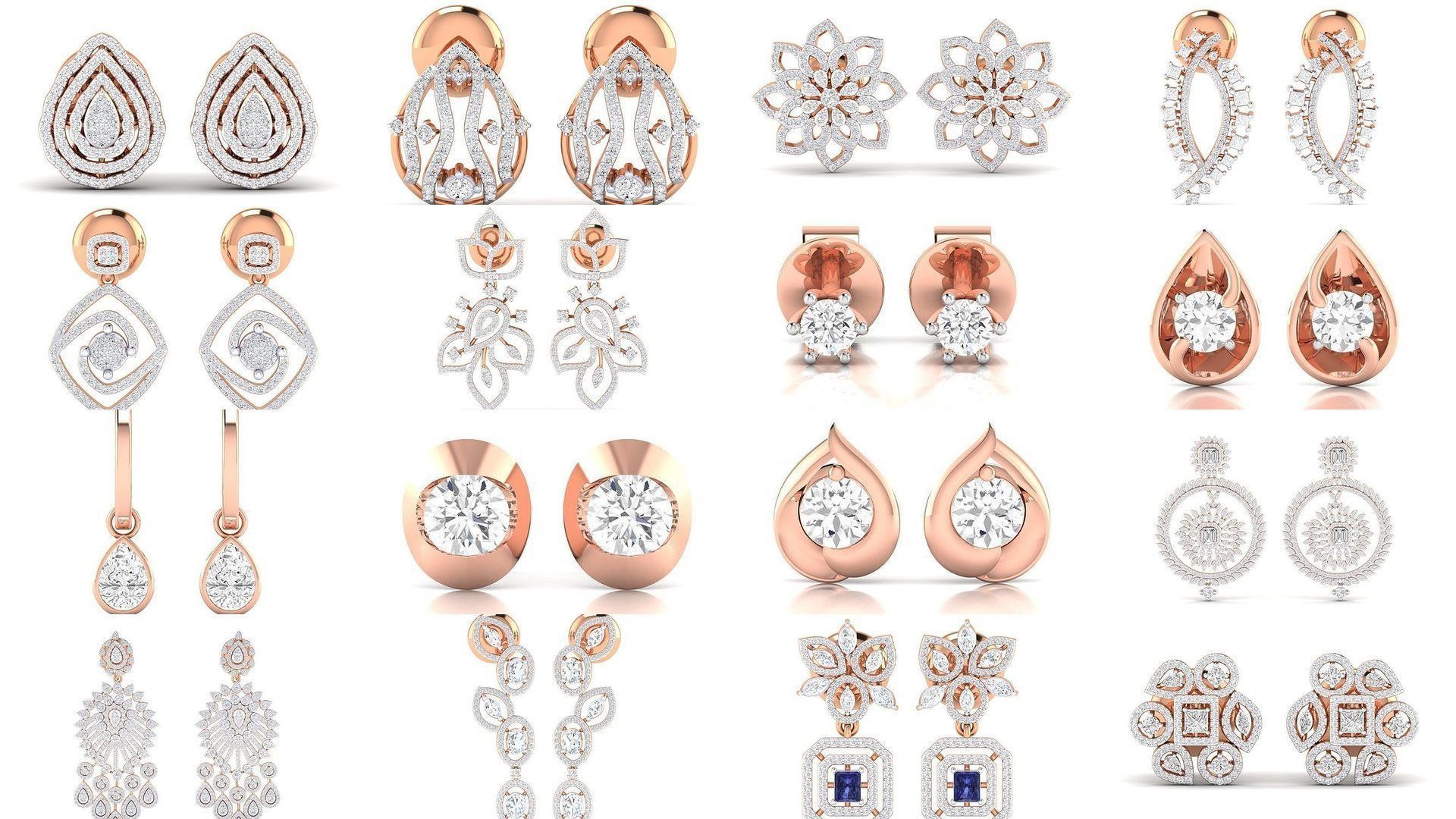 432 Diamond Earrings jcd 3dm stl renders details 3D Model Collection_163