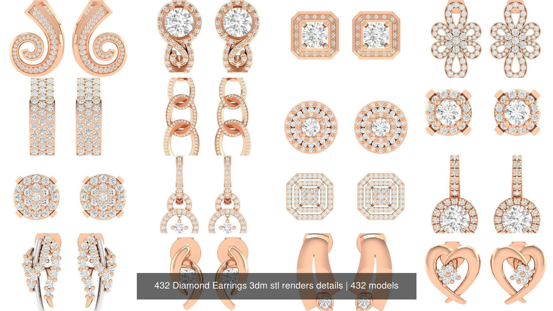 432 Diamond Earrings jcd 3dm stl renders details 3D Model Collection_141