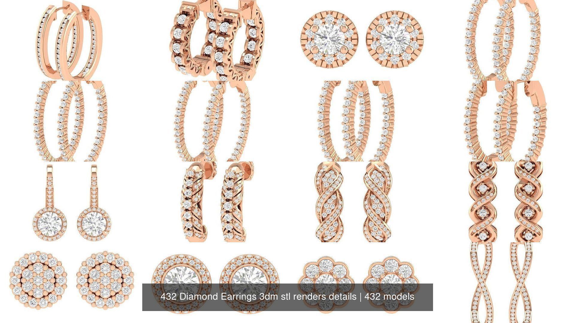 432 Diamond Earrings jcd 3dm stl renders details 3D Model Collection_138