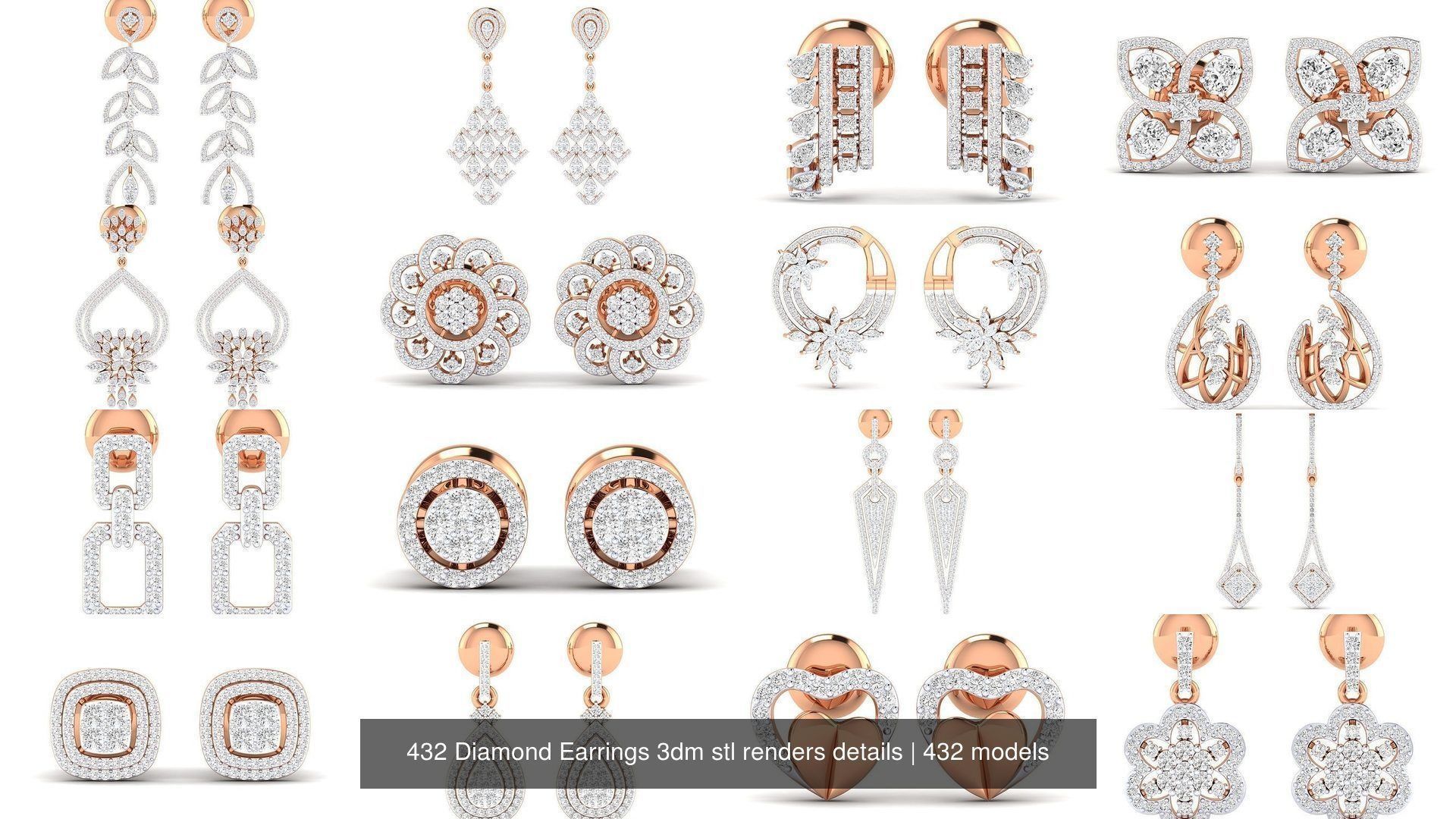 432 Diamond Earrings jcd 3dm stl renders details 3D Model Collection_168