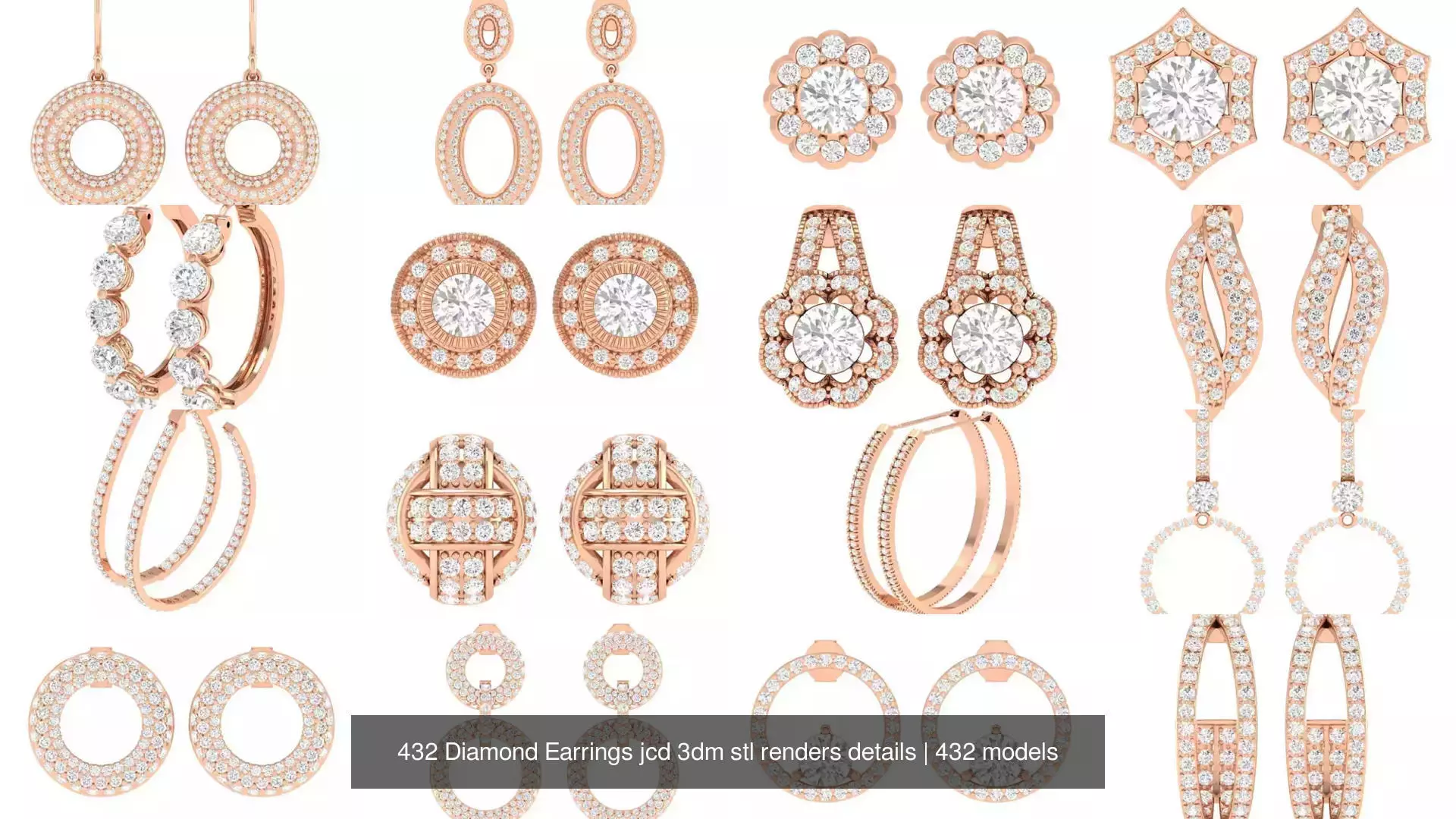 432 Diamond Earrings jcd 3dm stl renders details 3D Model Collection_36