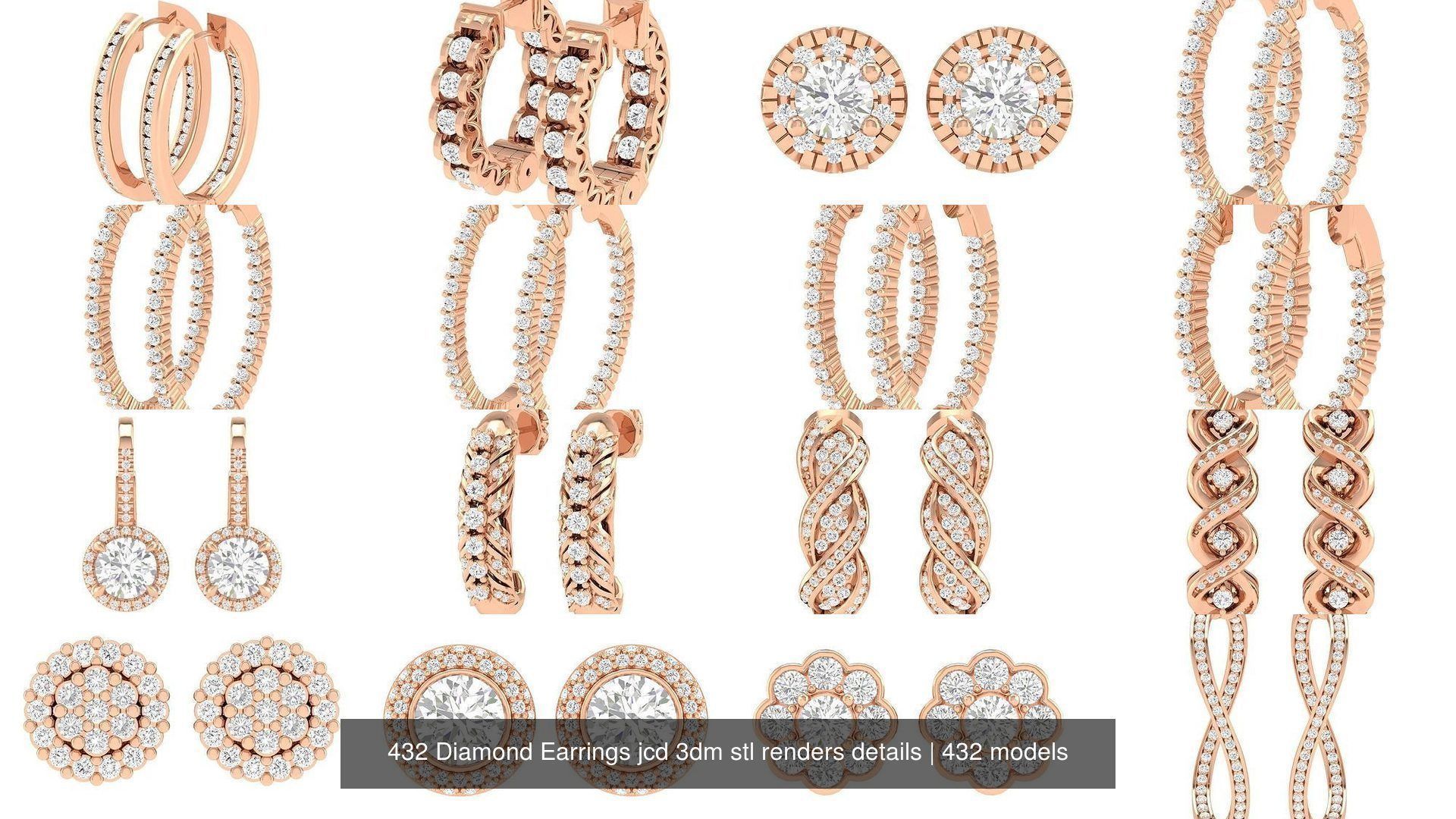 432 Diamond Earrings jcd 3dm stl renders details 3D Model Collection_89