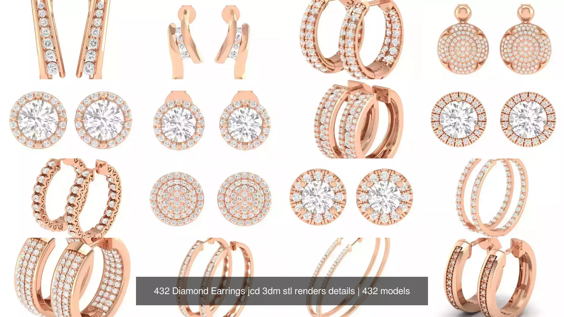 432 Diamond Earrings jcd 3dm stl renders details 3D Model Collection_20