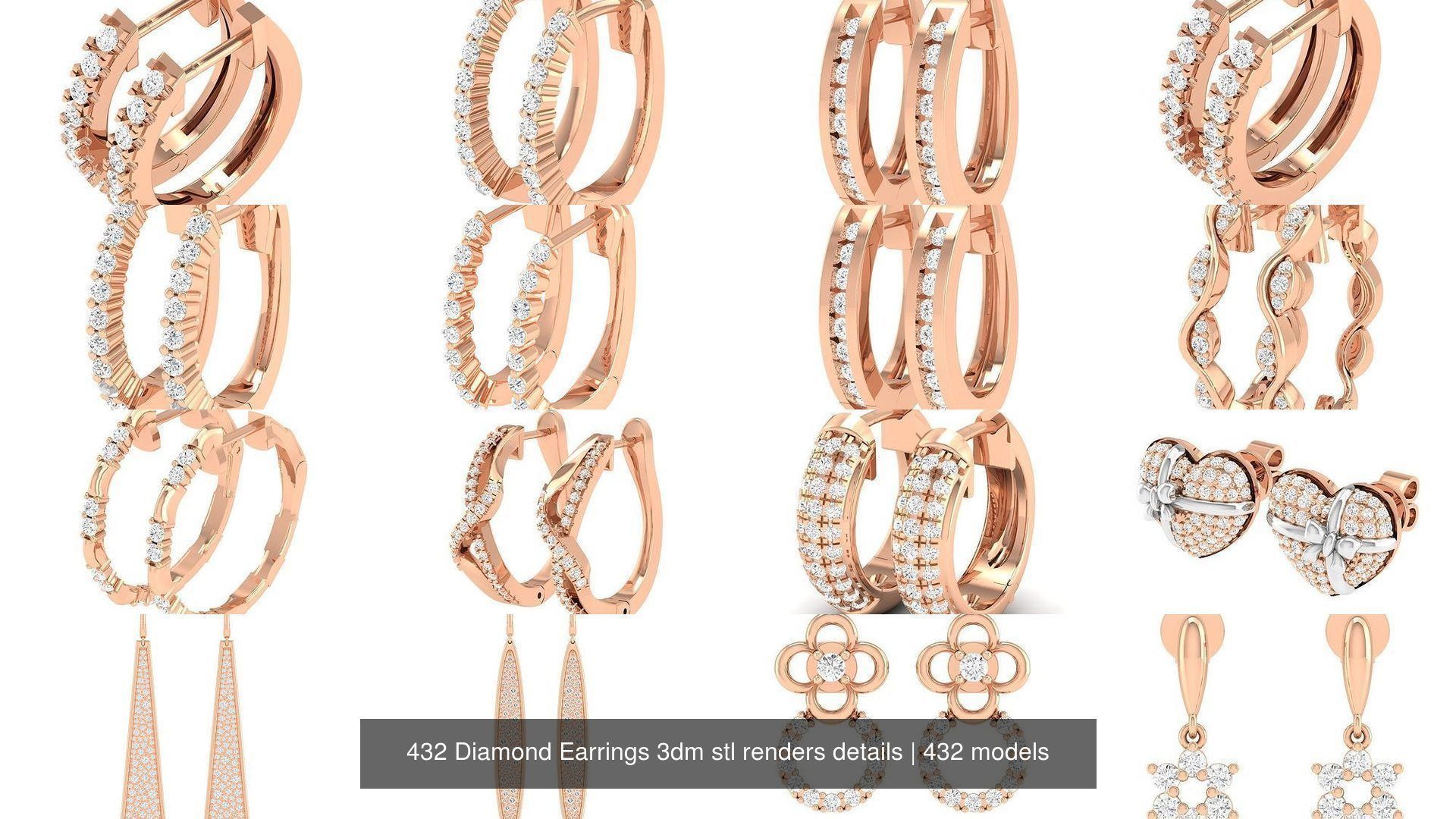 432 Diamond Earrings jcd 3dm stl renders details 3D Model Collection_88
