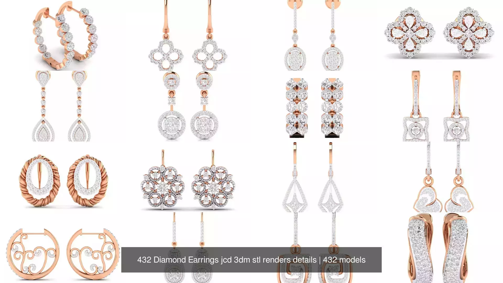 432 Diamond Earrings jcd 3dm stl renders details 3D Model Collection_75