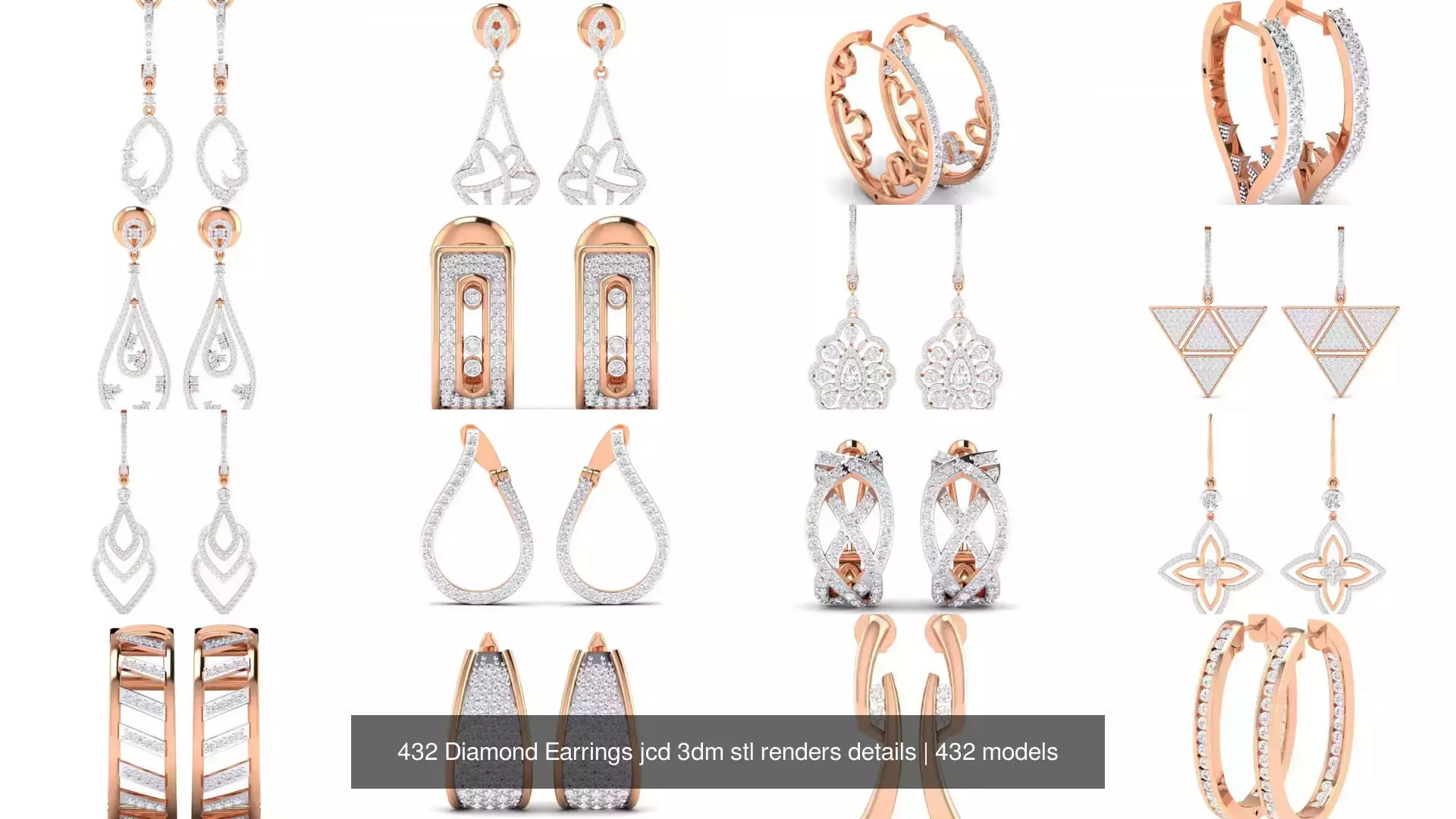 432 Diamond Earrings jcd 3dm stl renders details 3D Model Collection_59