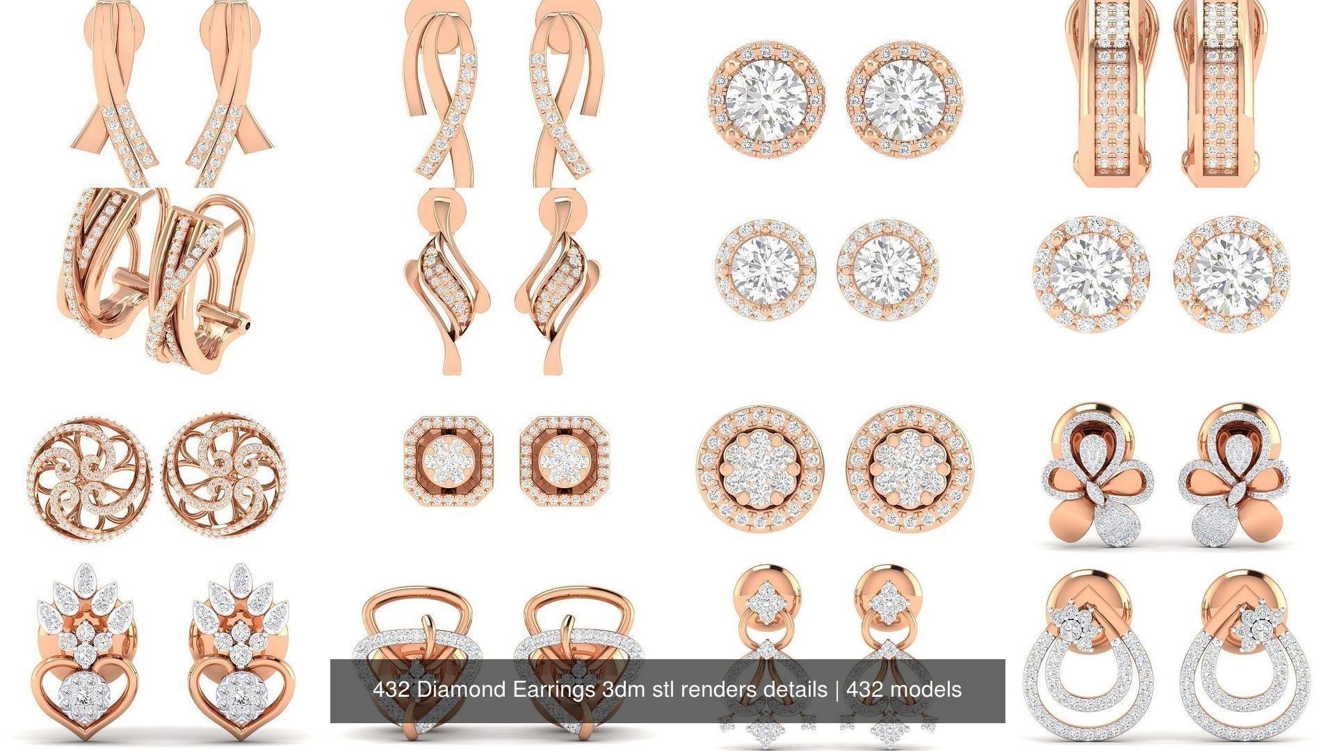 432 Diamond Earrings jcd 3dm stl renders details 3D Model Collection_162