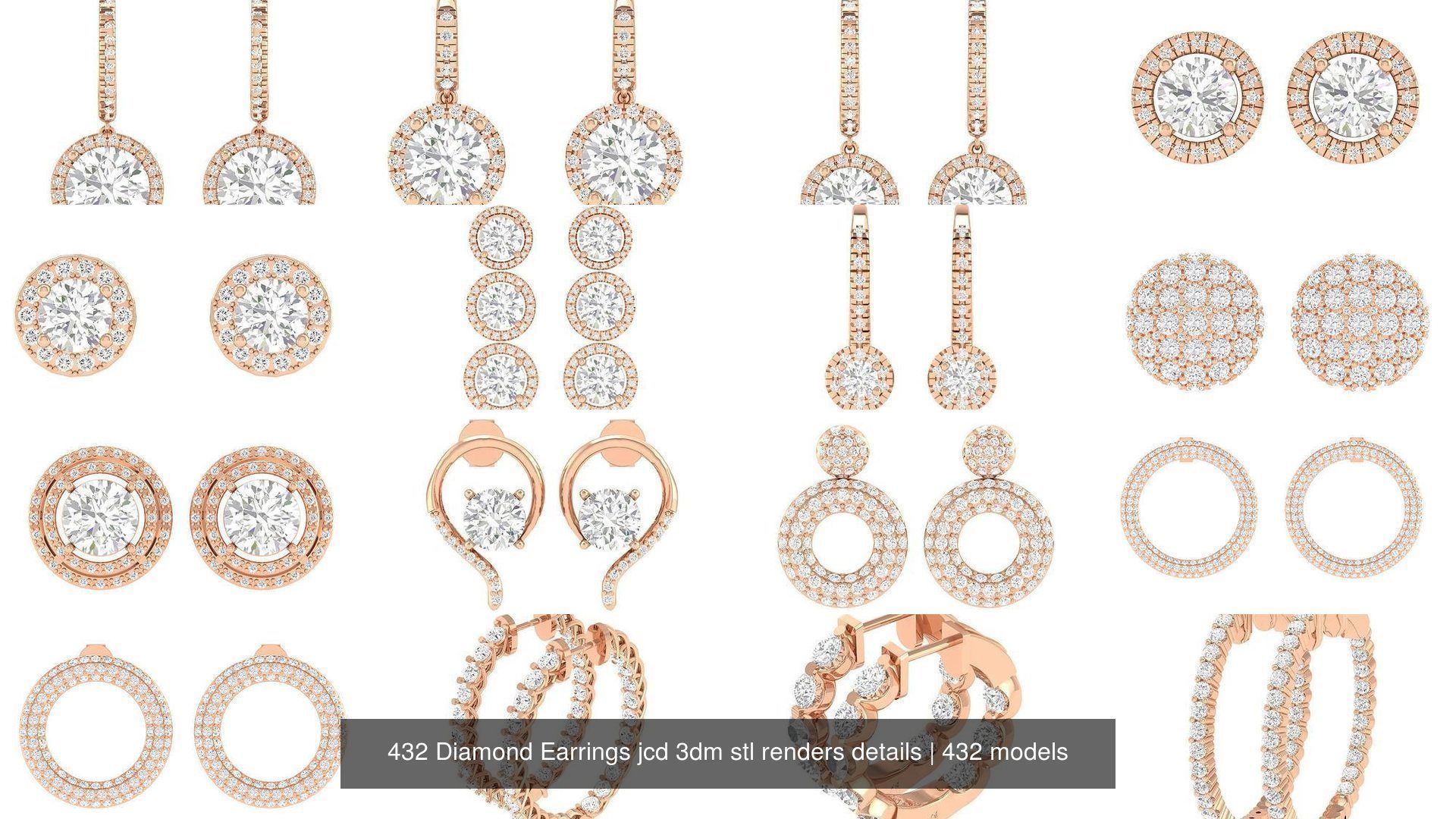 432 Diamond Earrings jcd 3dm stl renders details 3D Model Collection_98