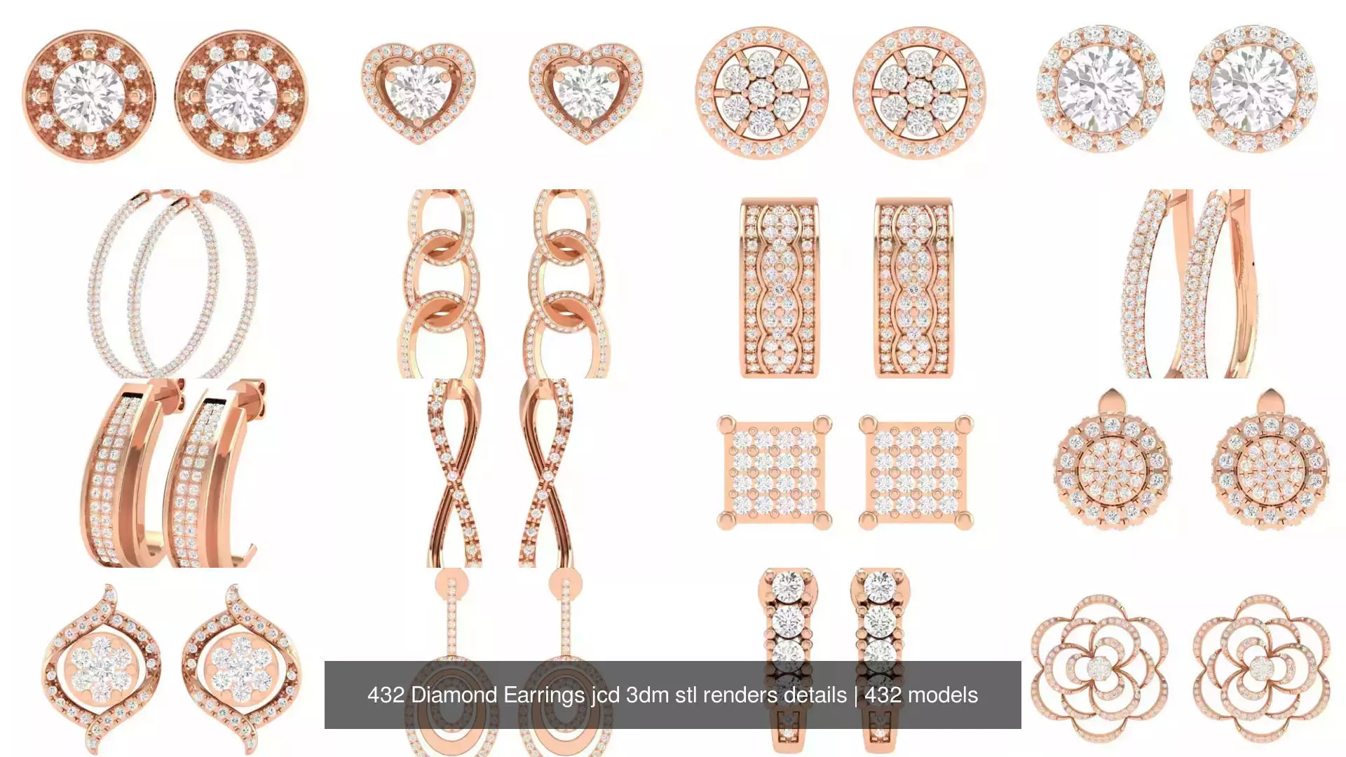 432 Diamond Earrings jcd 3dm stl renders details 3D Model Collection_63