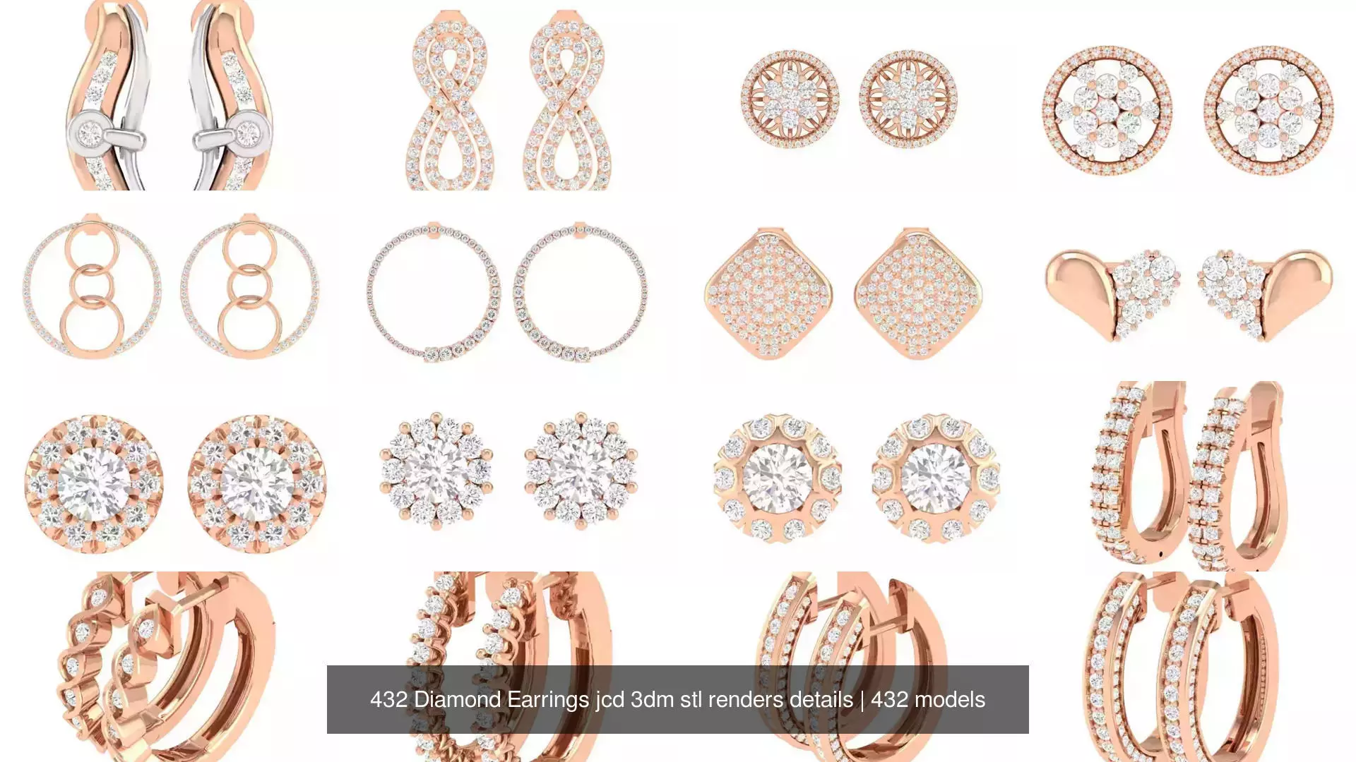 432 Diamond Earrings jcd 3dm stl renders details 3D Model Collection_48