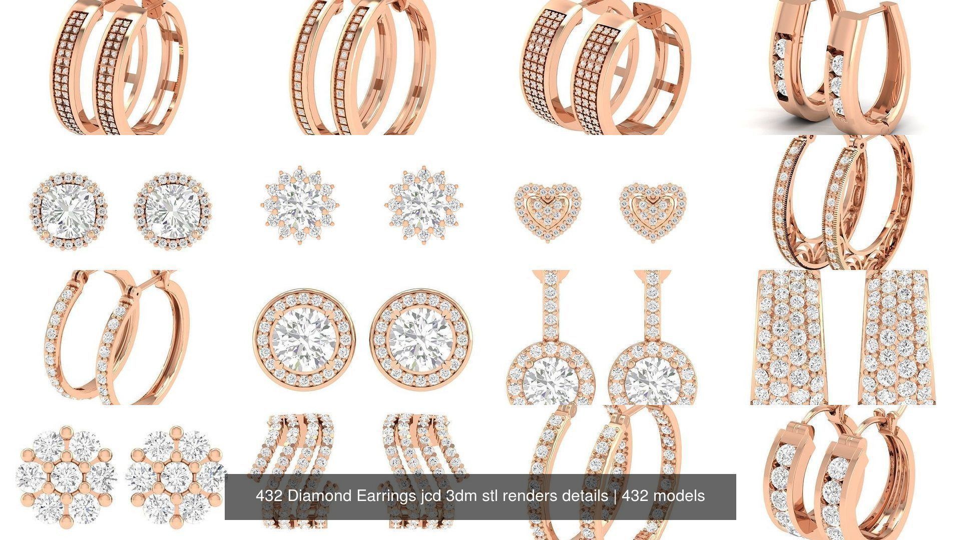 432 Diamond Earrings jcd 3dm stl renders details 3D Model Collection_64