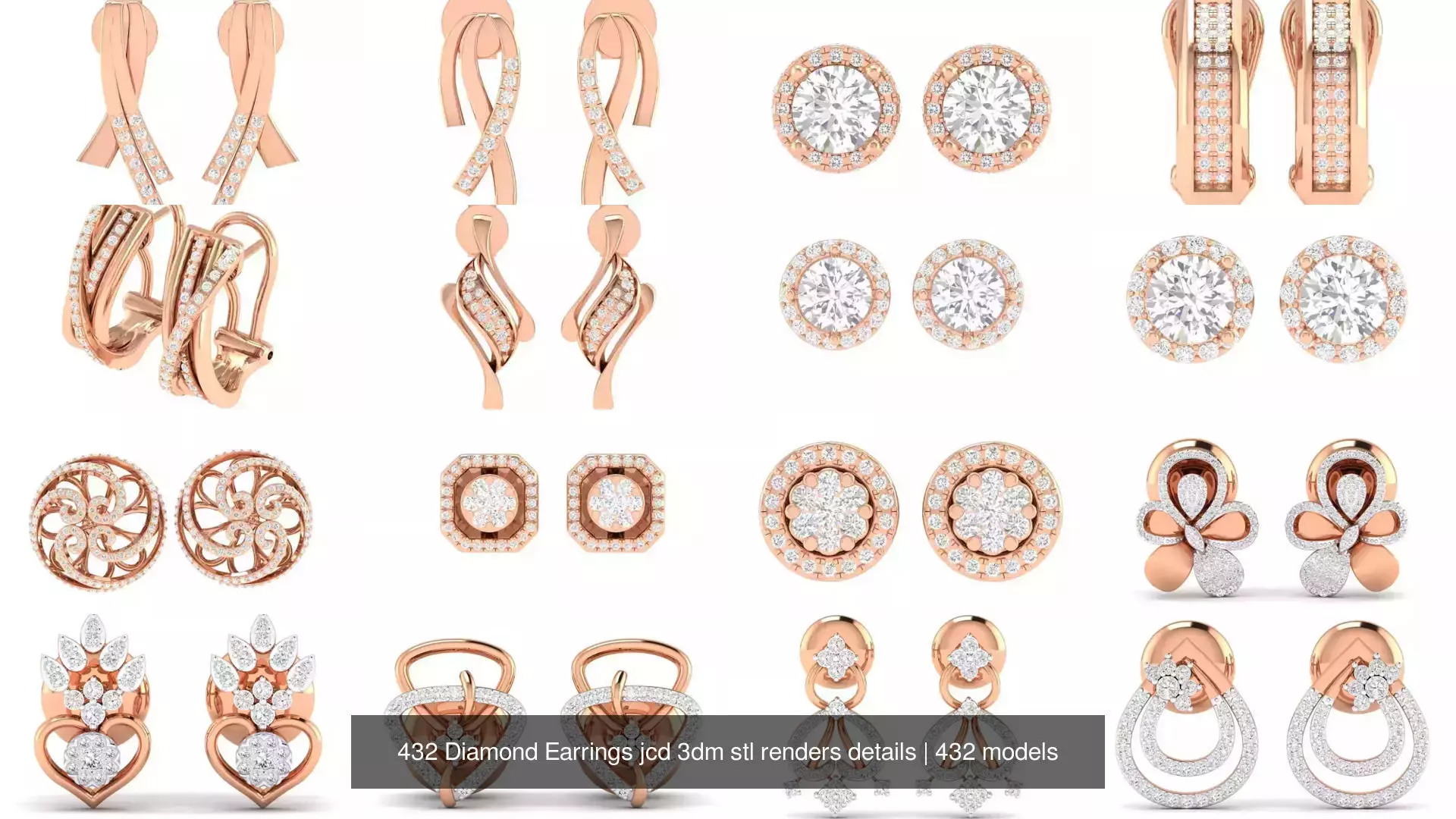 432 Diamond Earrings jcd 3dm stl renders details 3D Model Collection_65