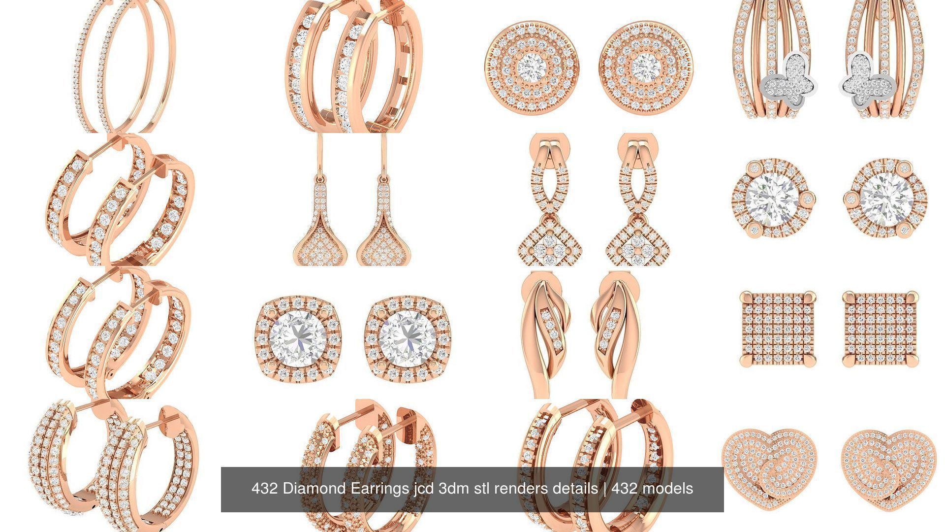 432 Diamond Earrings jcd 3dm stl renders details 3D Model Collection_55