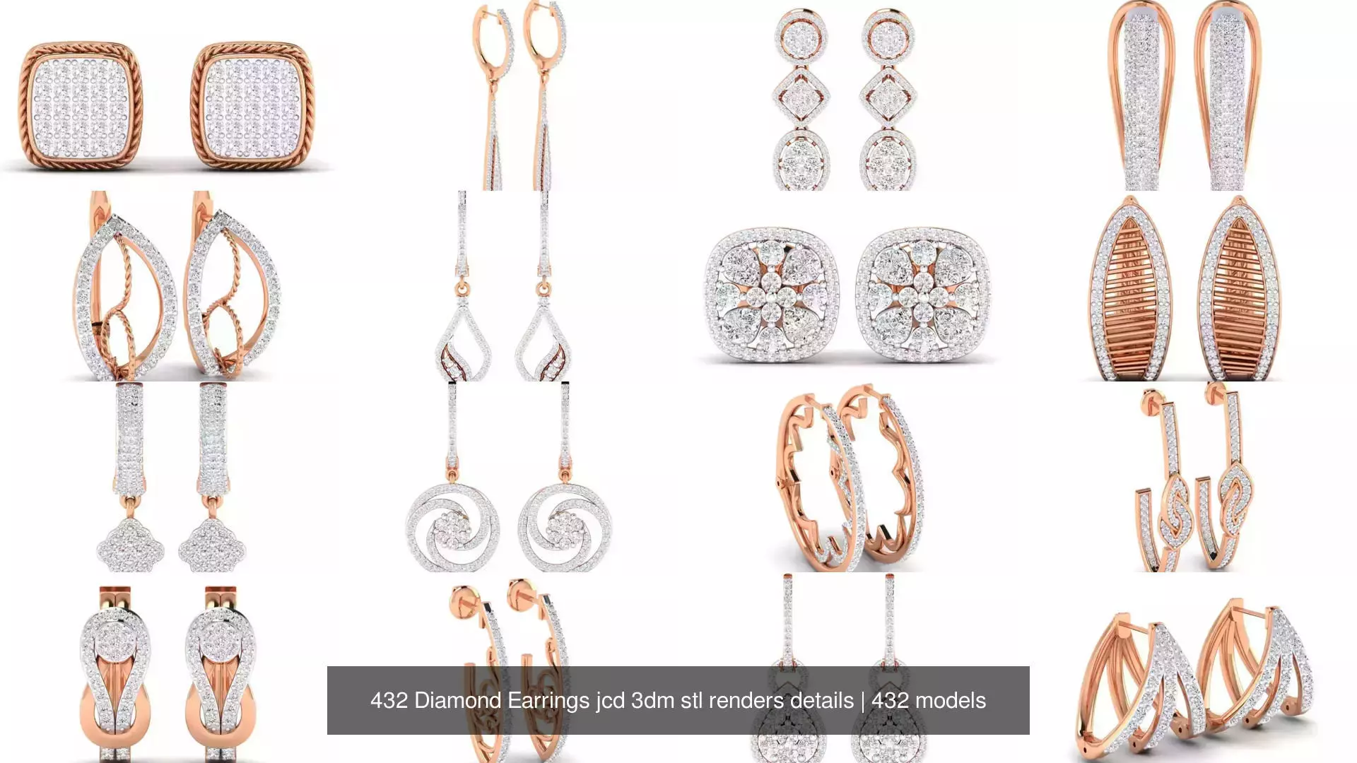 432 Diamond Earrings jcd 3dm stl renders details 3D Model Collection_56