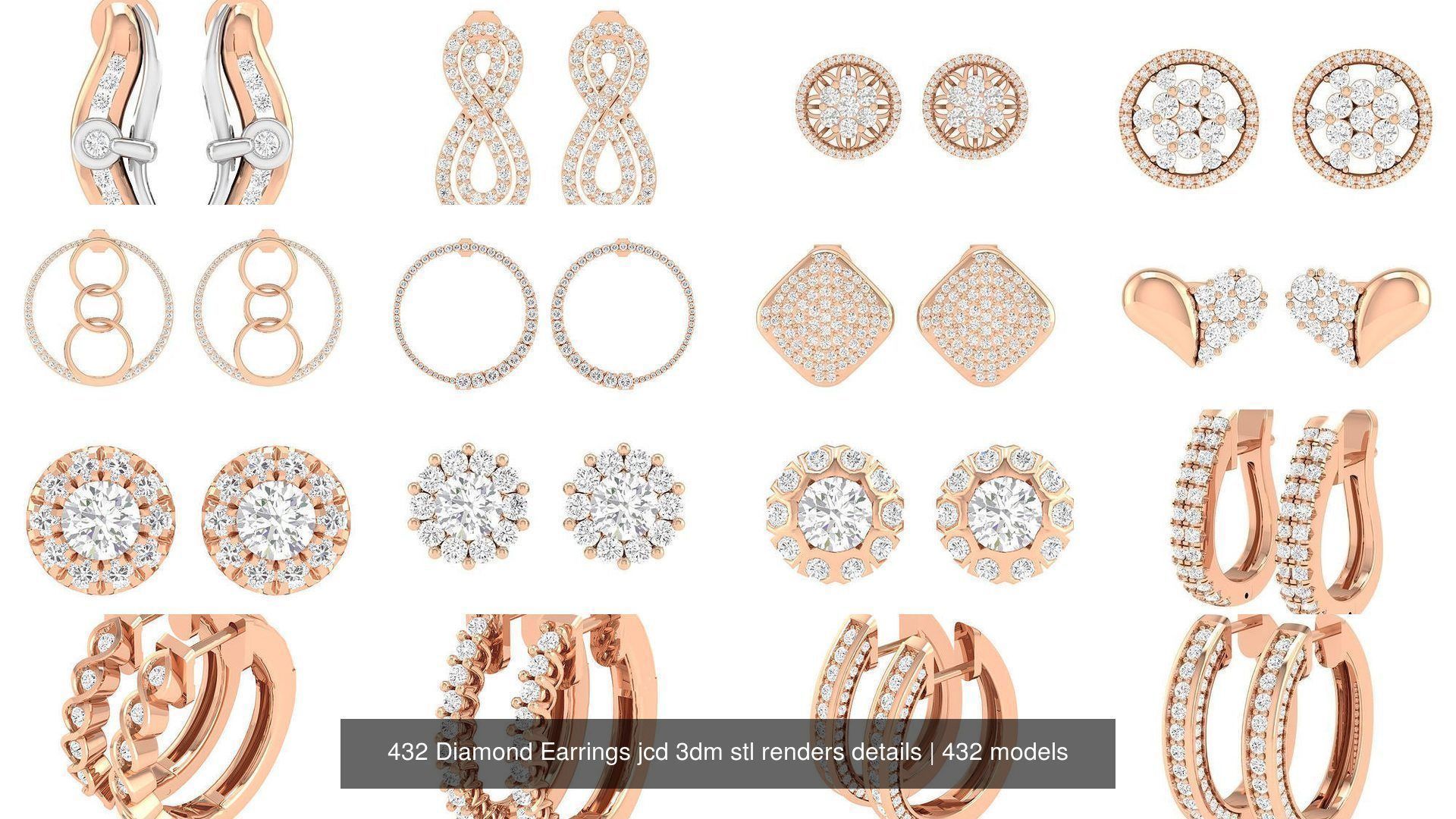 432 Diamond Earrings jcd 3dm stl renders details 3D Model Collection_95