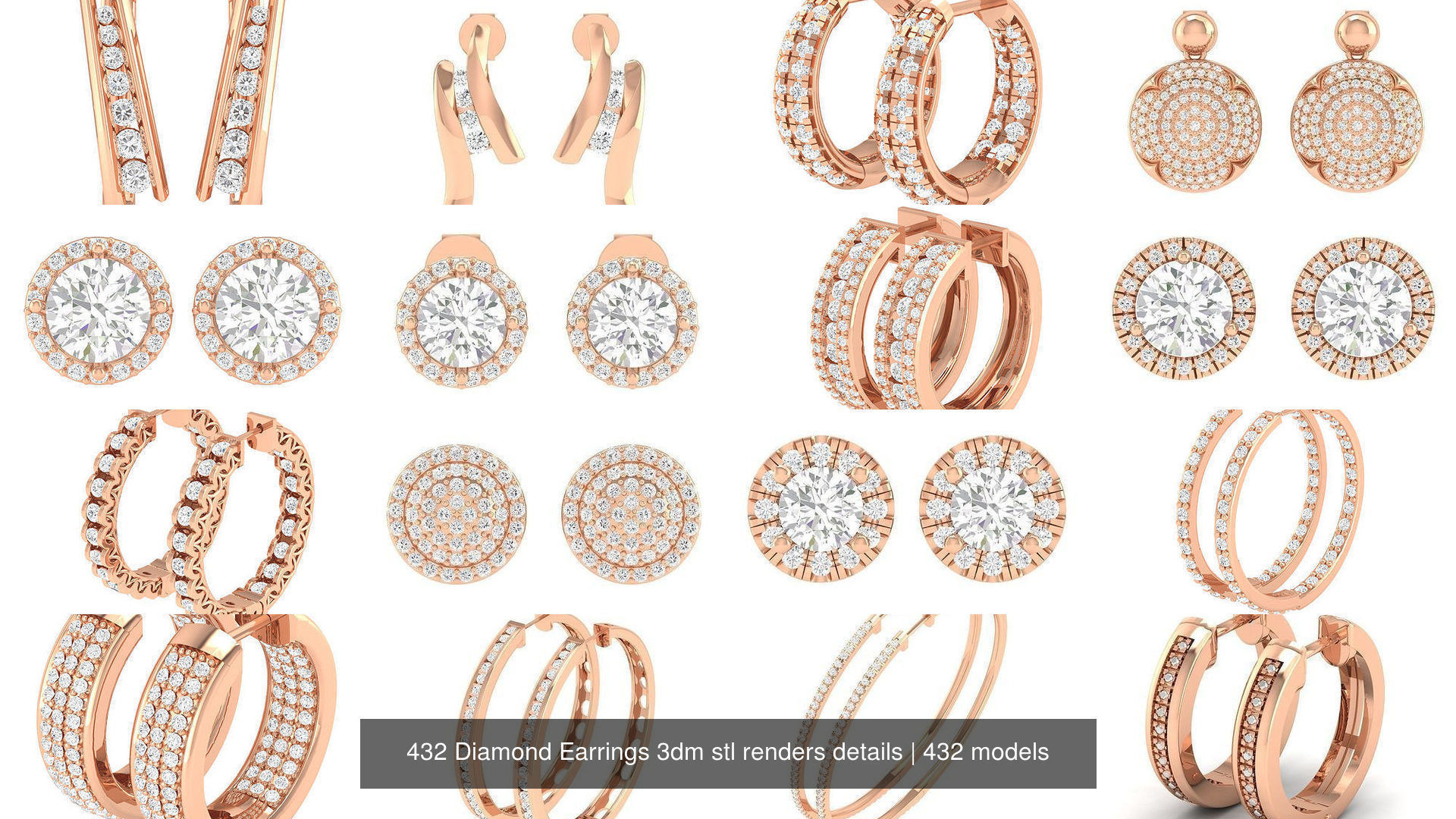 432 Diamond Earrings jcd 3dm stl renders details 3D Model Collection_114